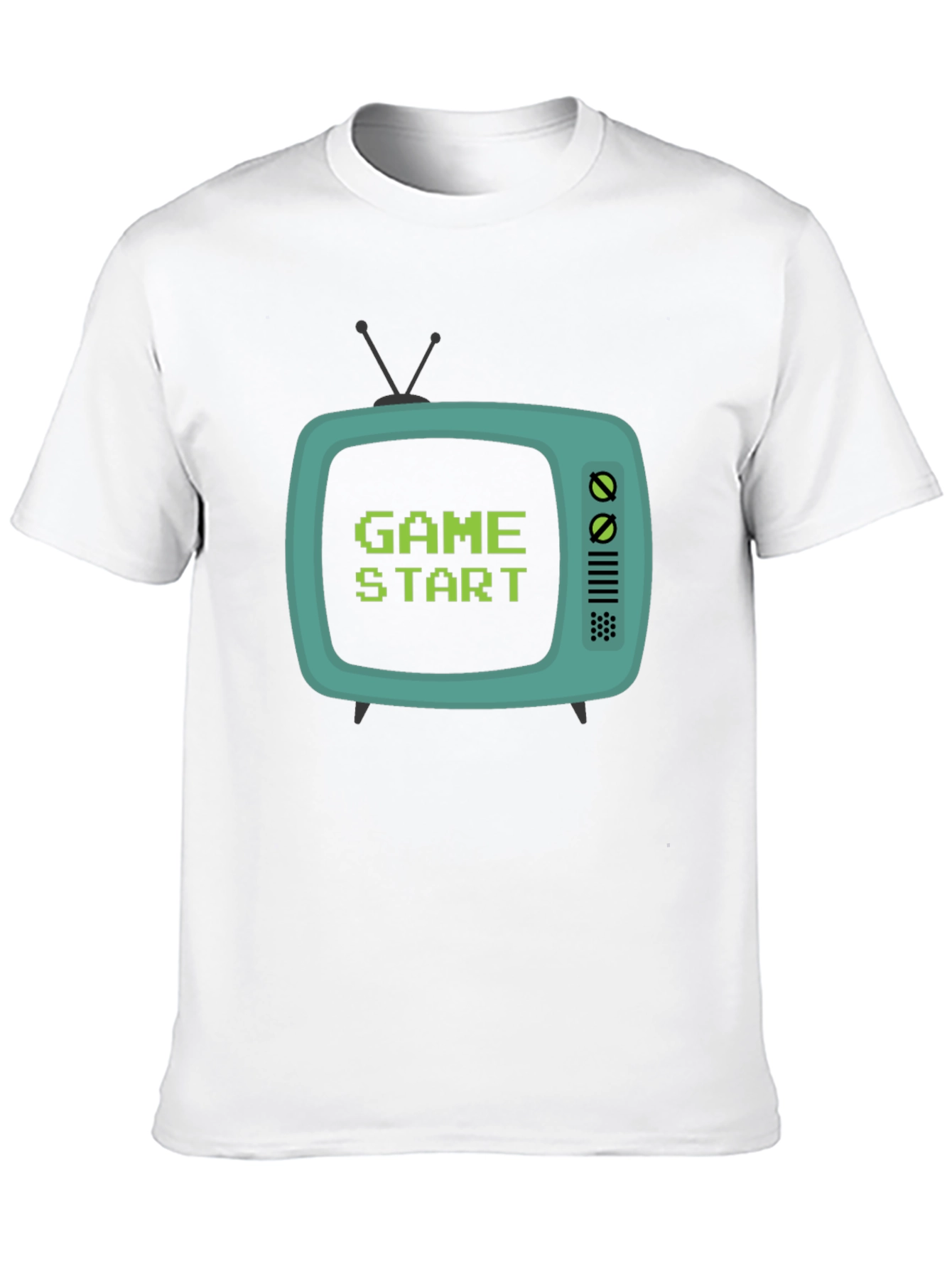 Retro Game Start Tee - Black Cotton Graphic T-Shirt