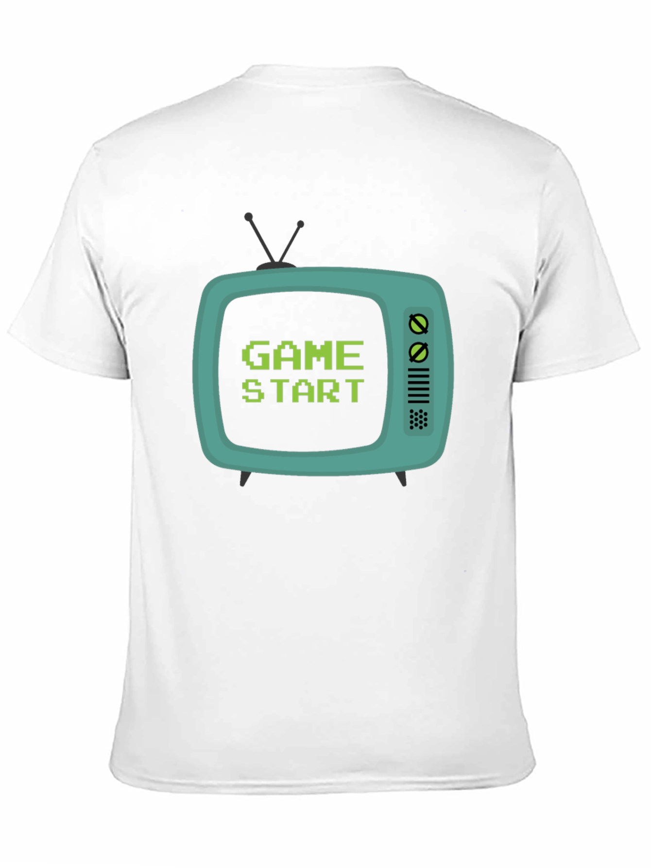 Retro Game Start Tee - Black Cotton Graphic T-Shirt