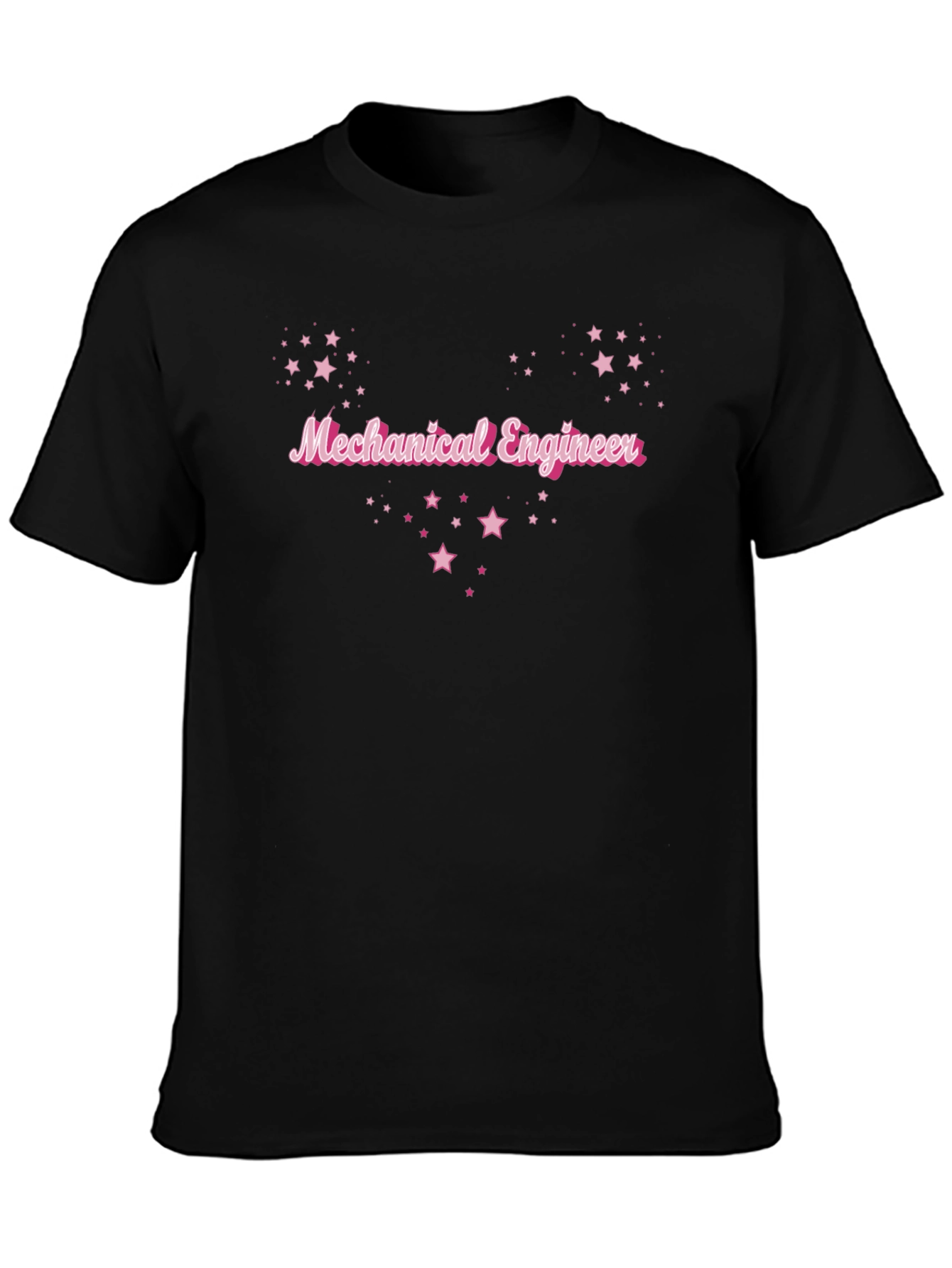 Mechanical Engineer Star Graphic Black T-Shirt