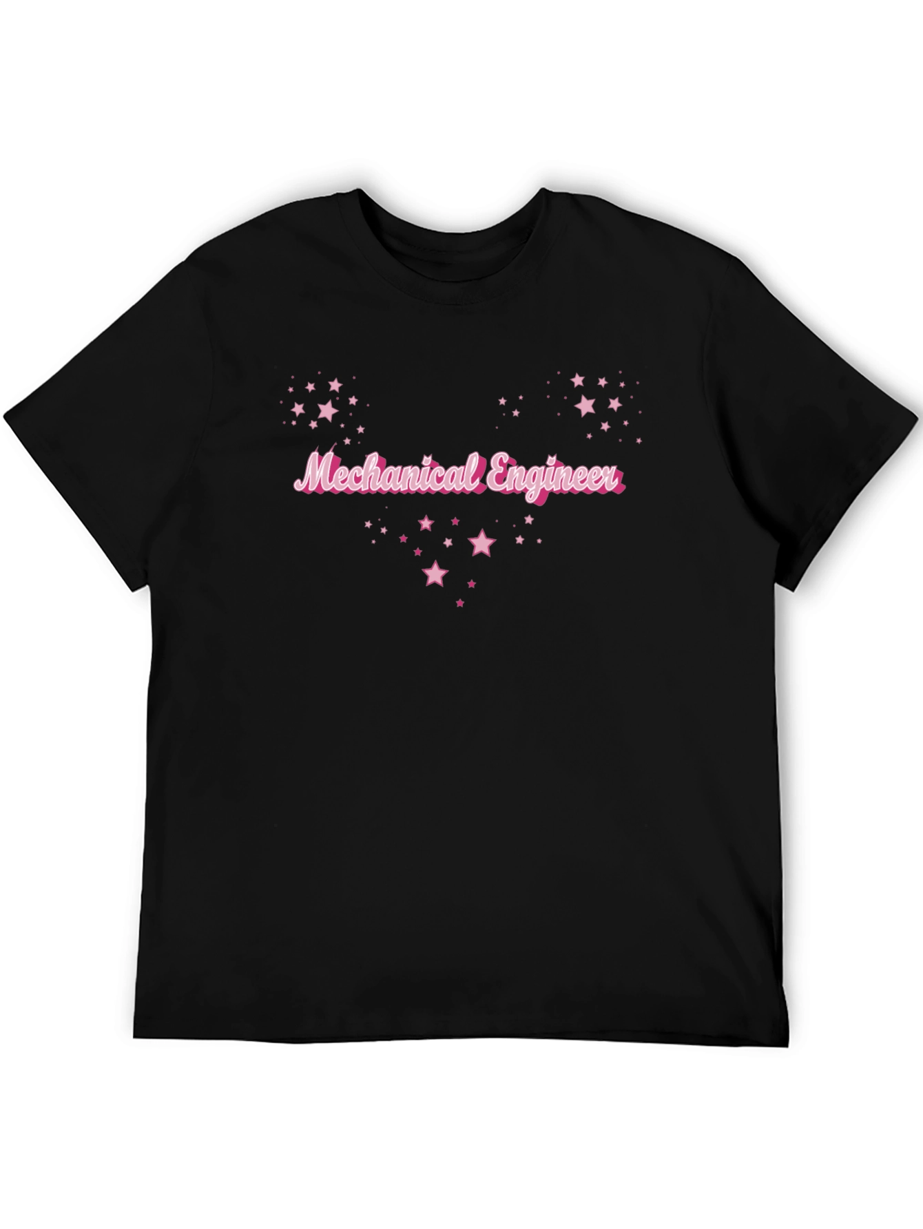 Mechanical Engineer Star Graphic Black T-Shirt