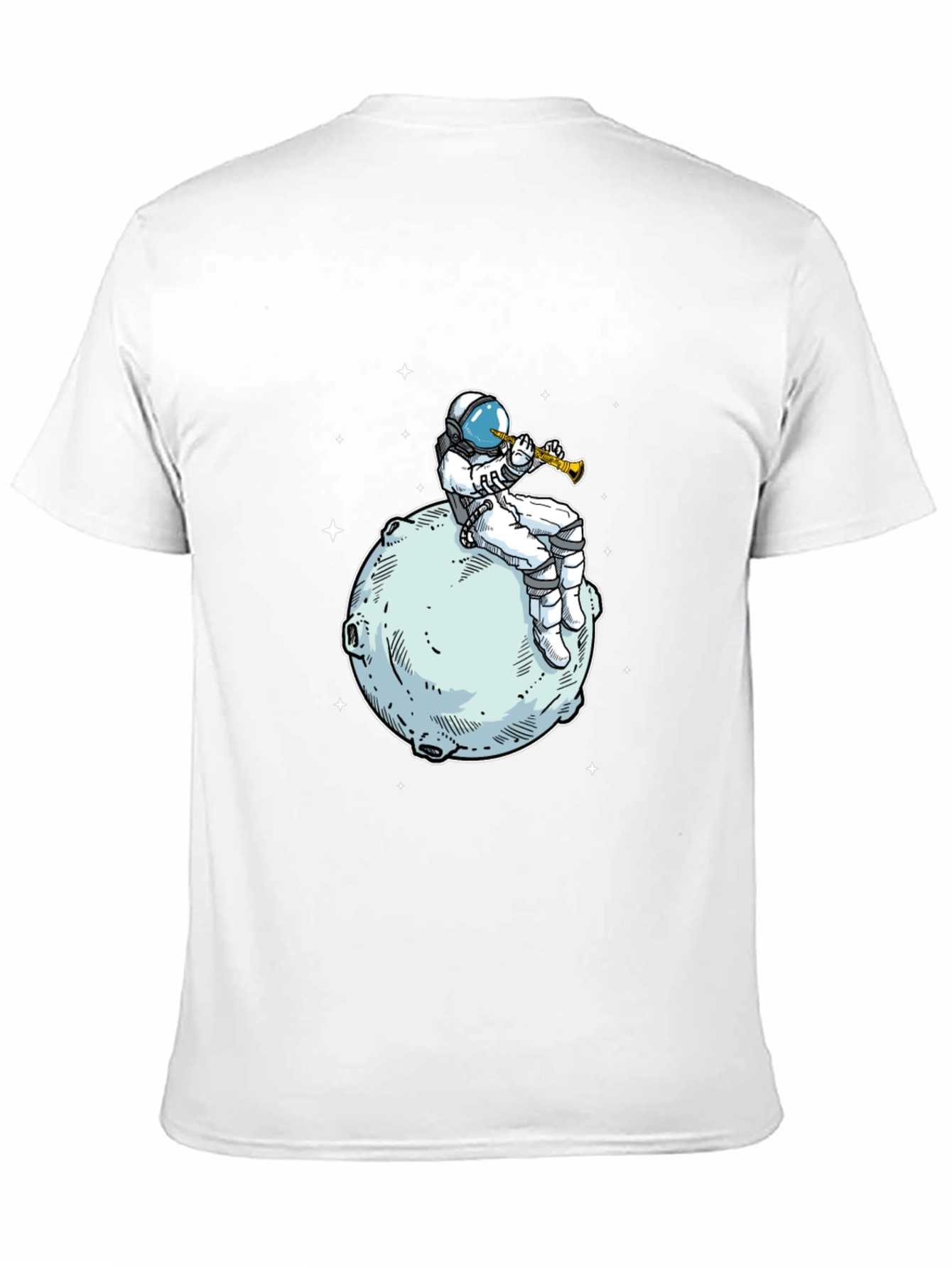 Astronaut Moon Trumpet Black T-Shirt