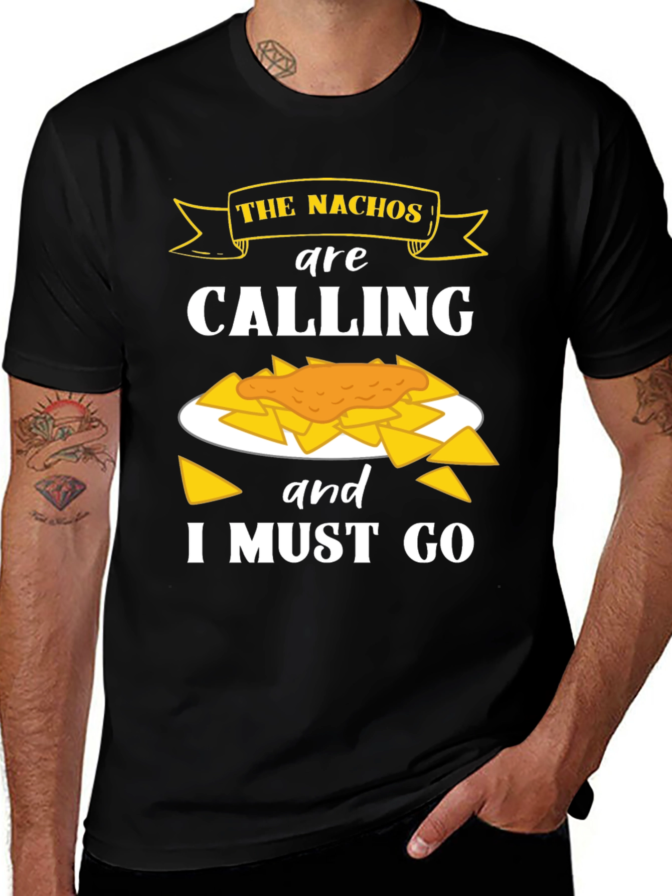 Nachos Calling Black Graphic T-Shirt