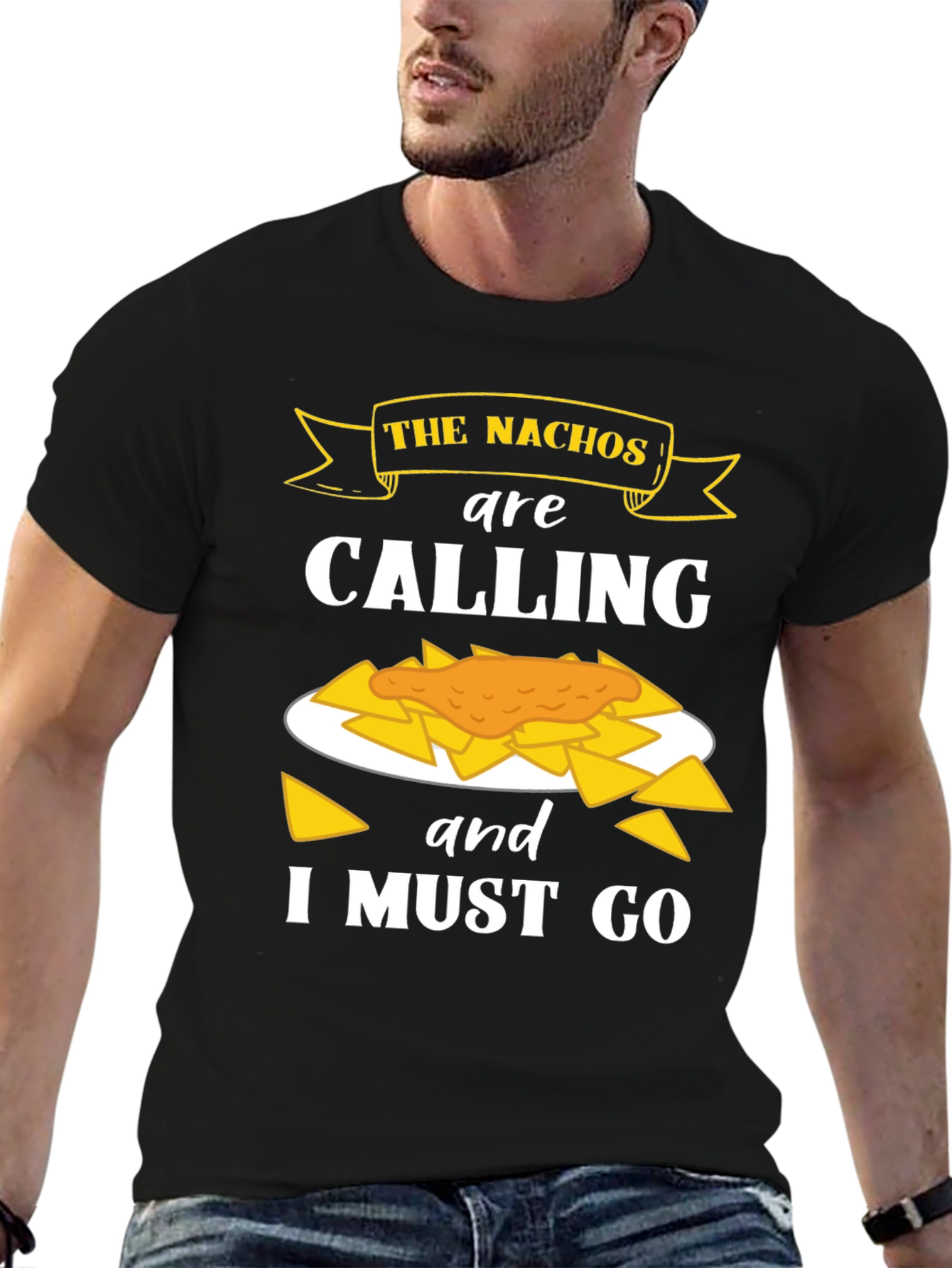 Nachos Calling Black Graphic T-Shirt