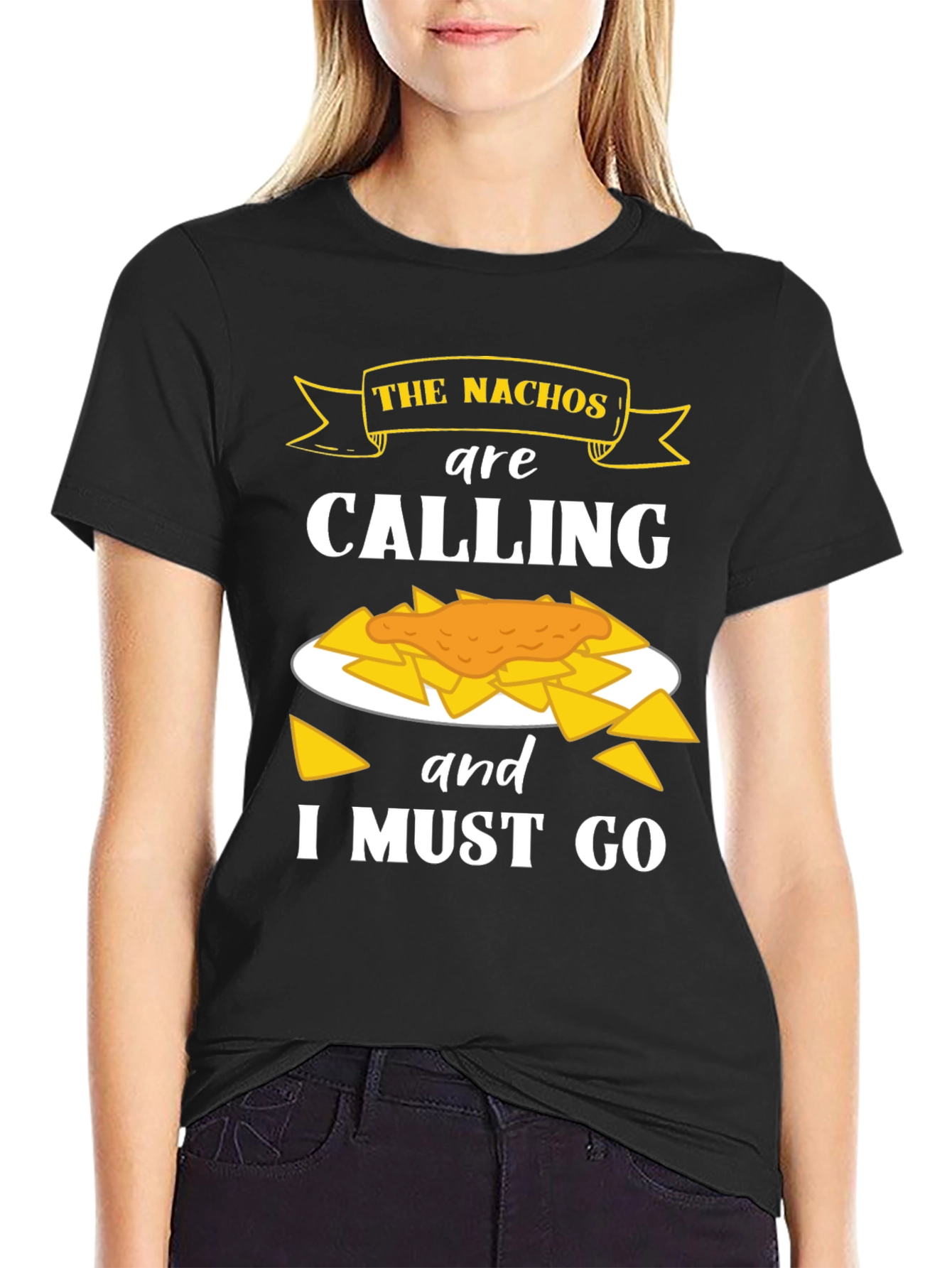 Nachos Calling Black Graphic T-Shirt