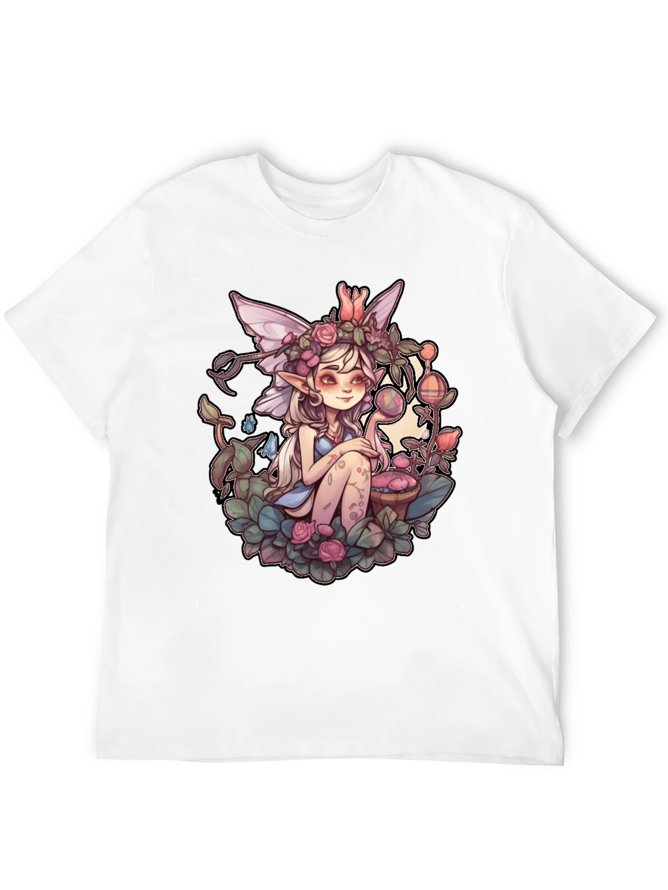 Whimsical Fairy Graphic Tee - Black