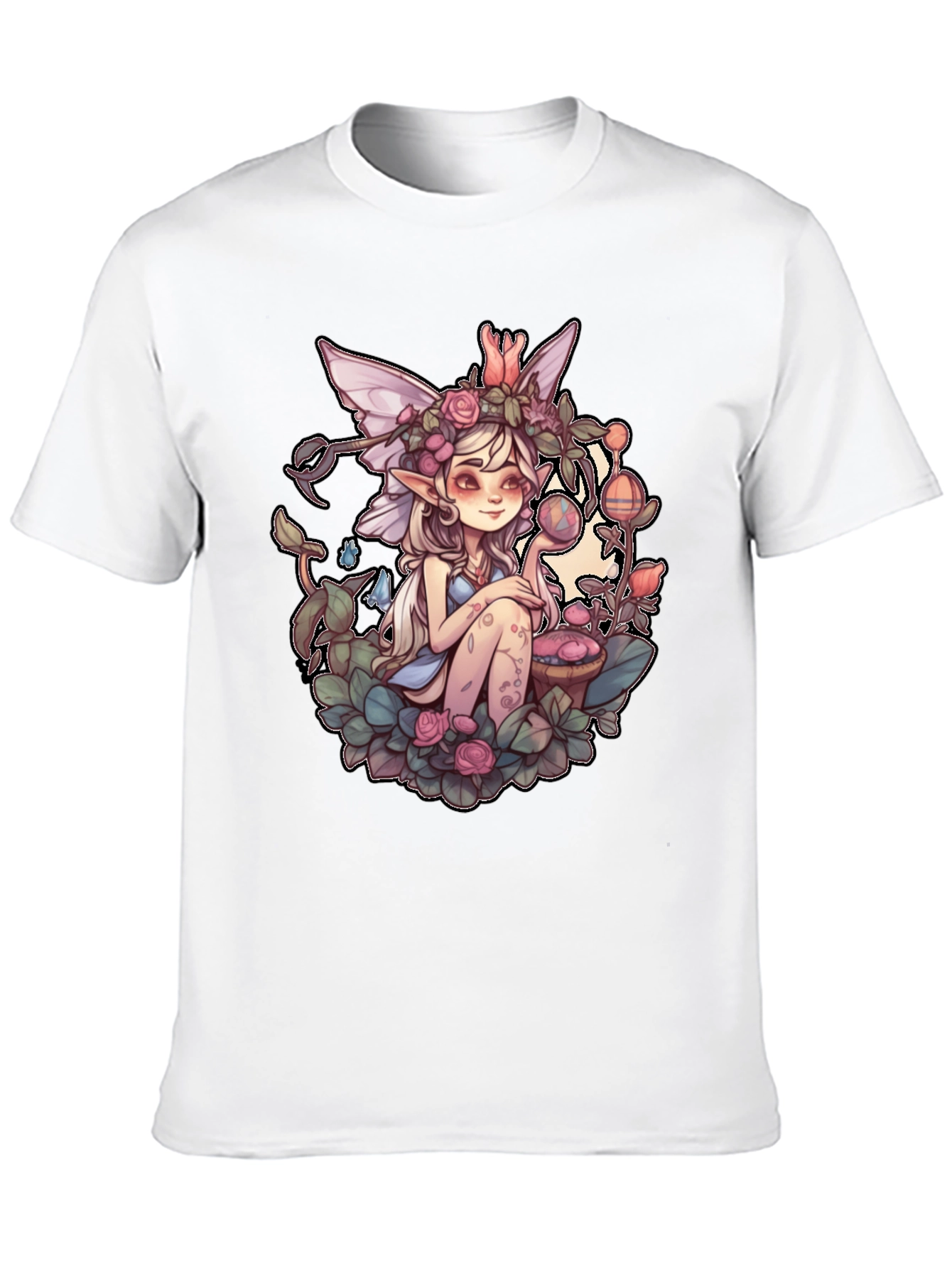Whimsical Fairy Graphic Tee - Black