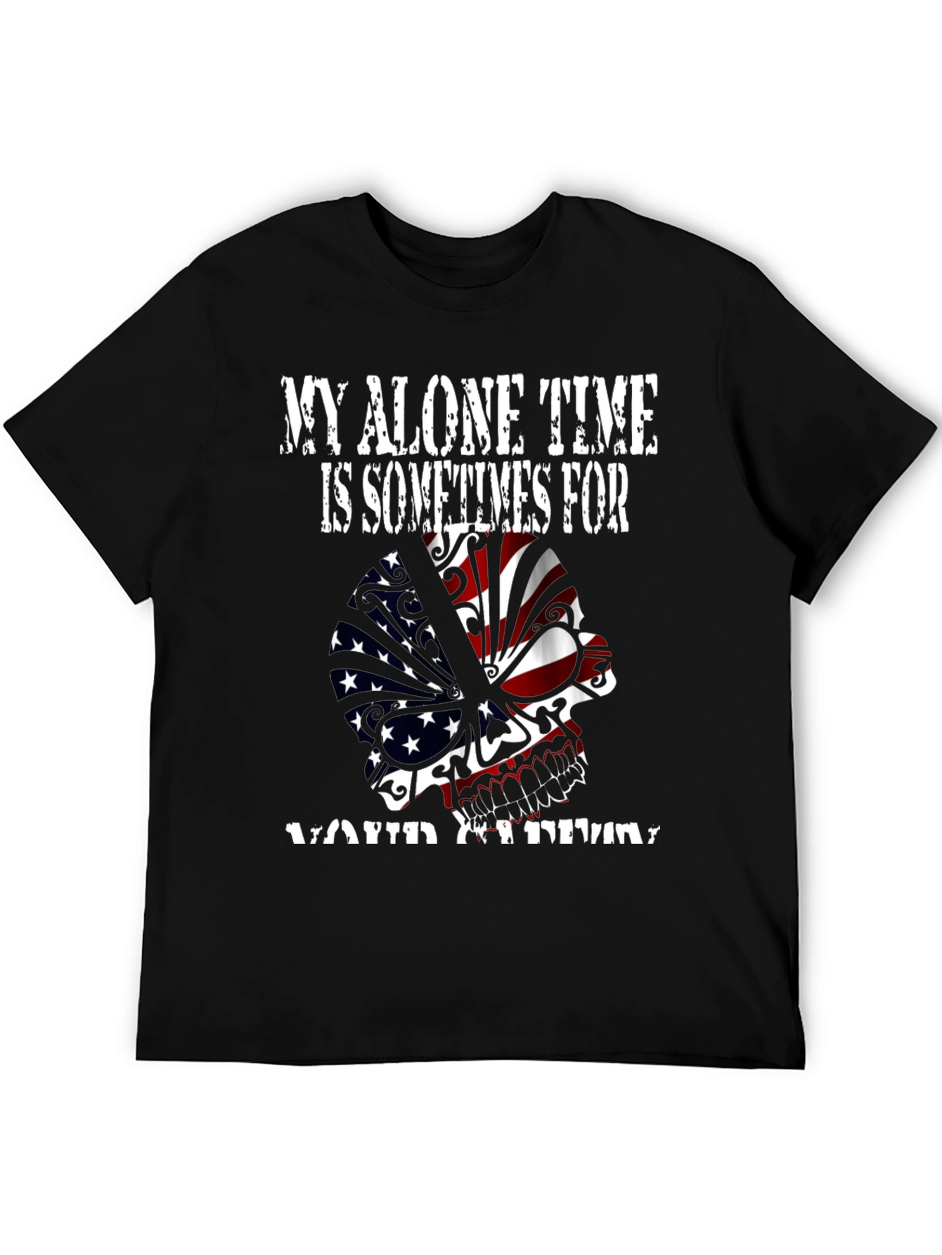 My Alone Time Skull Graphic Tee - Black
