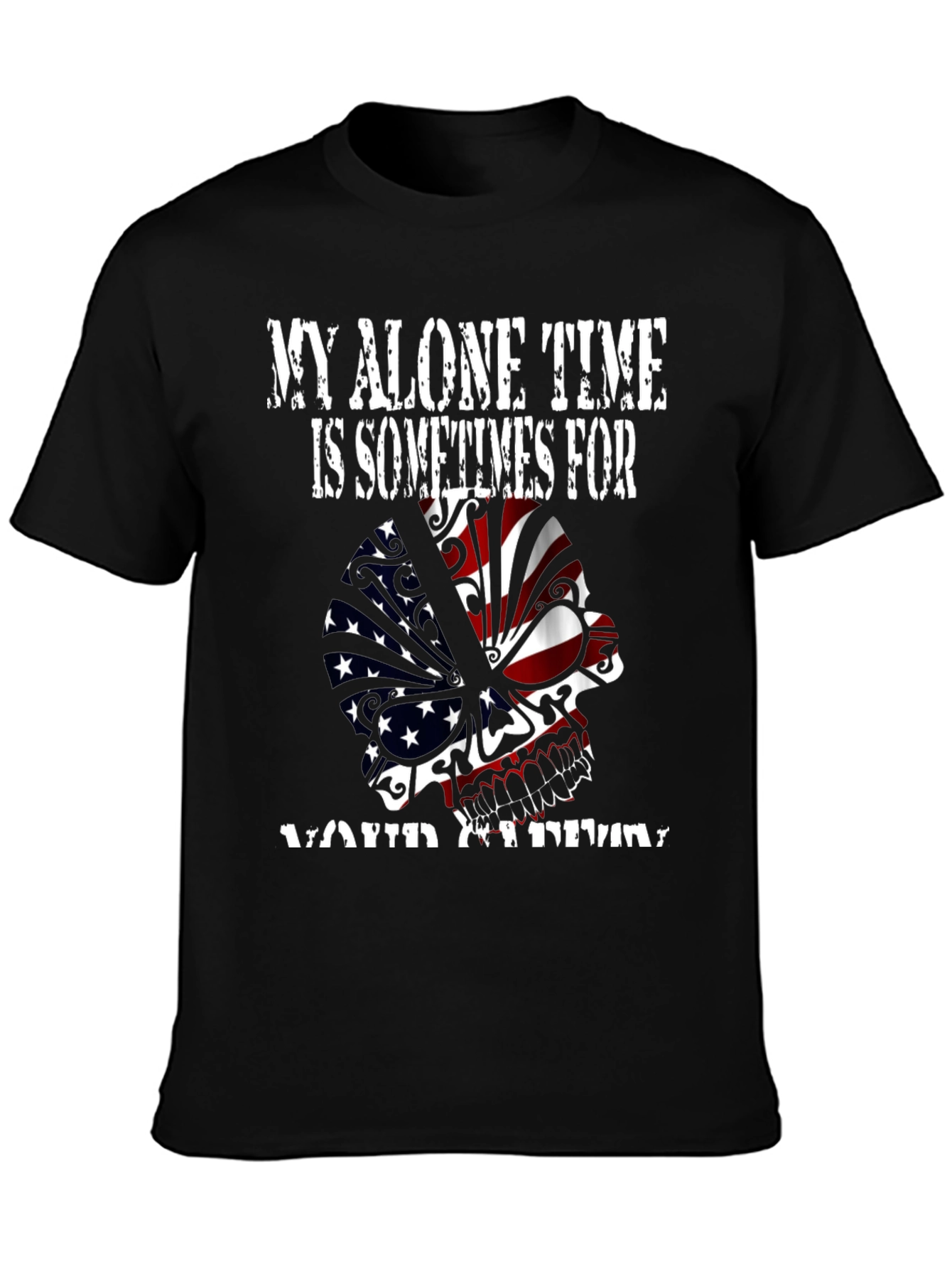 My Alone Time Skull Graphic Tee - Black