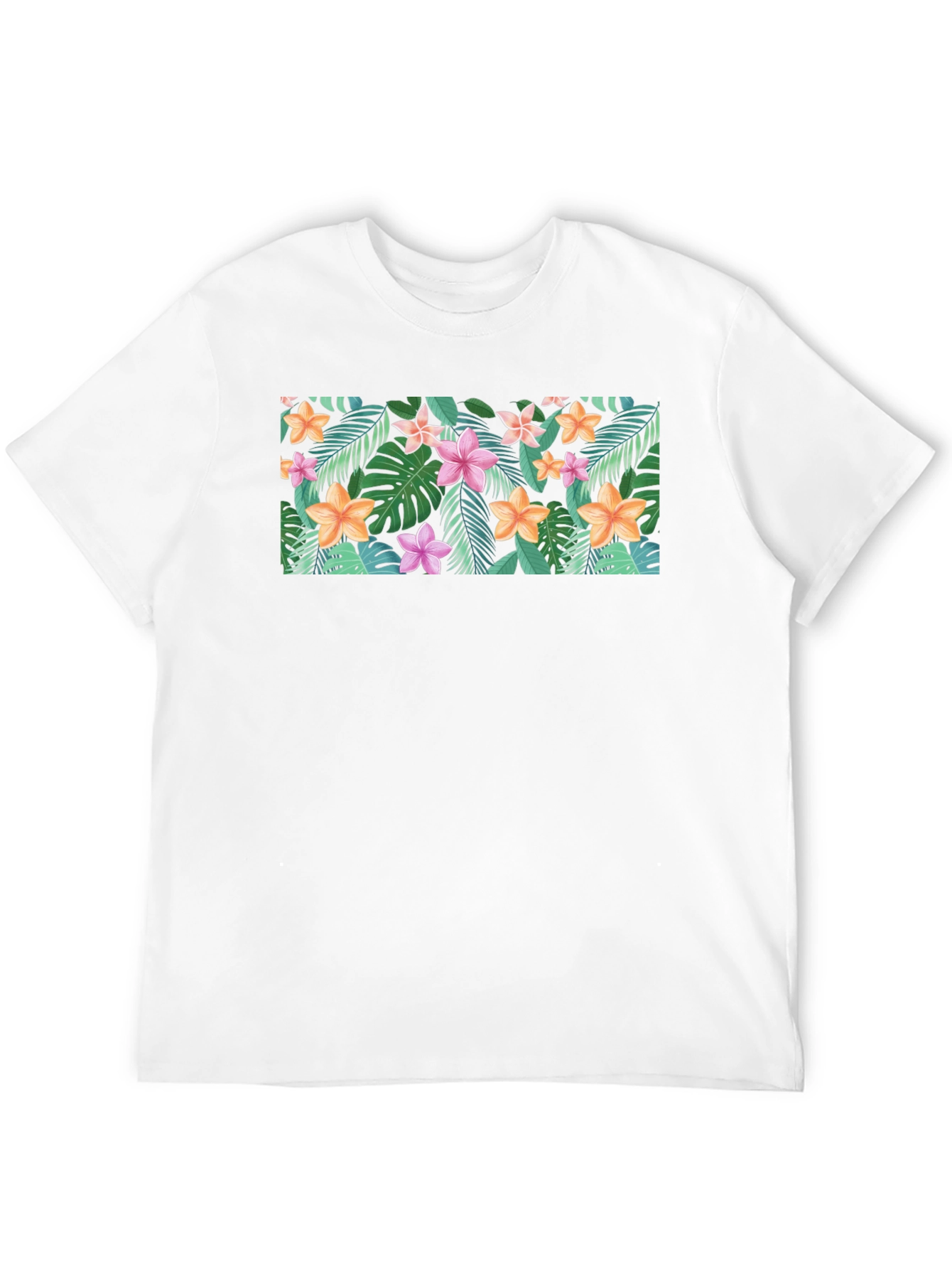 Tropical Floral Print Black T-Shirt