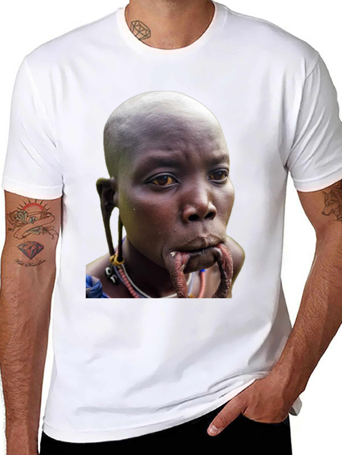 Unique Lip Plate Woman Graphic T-Shirt
