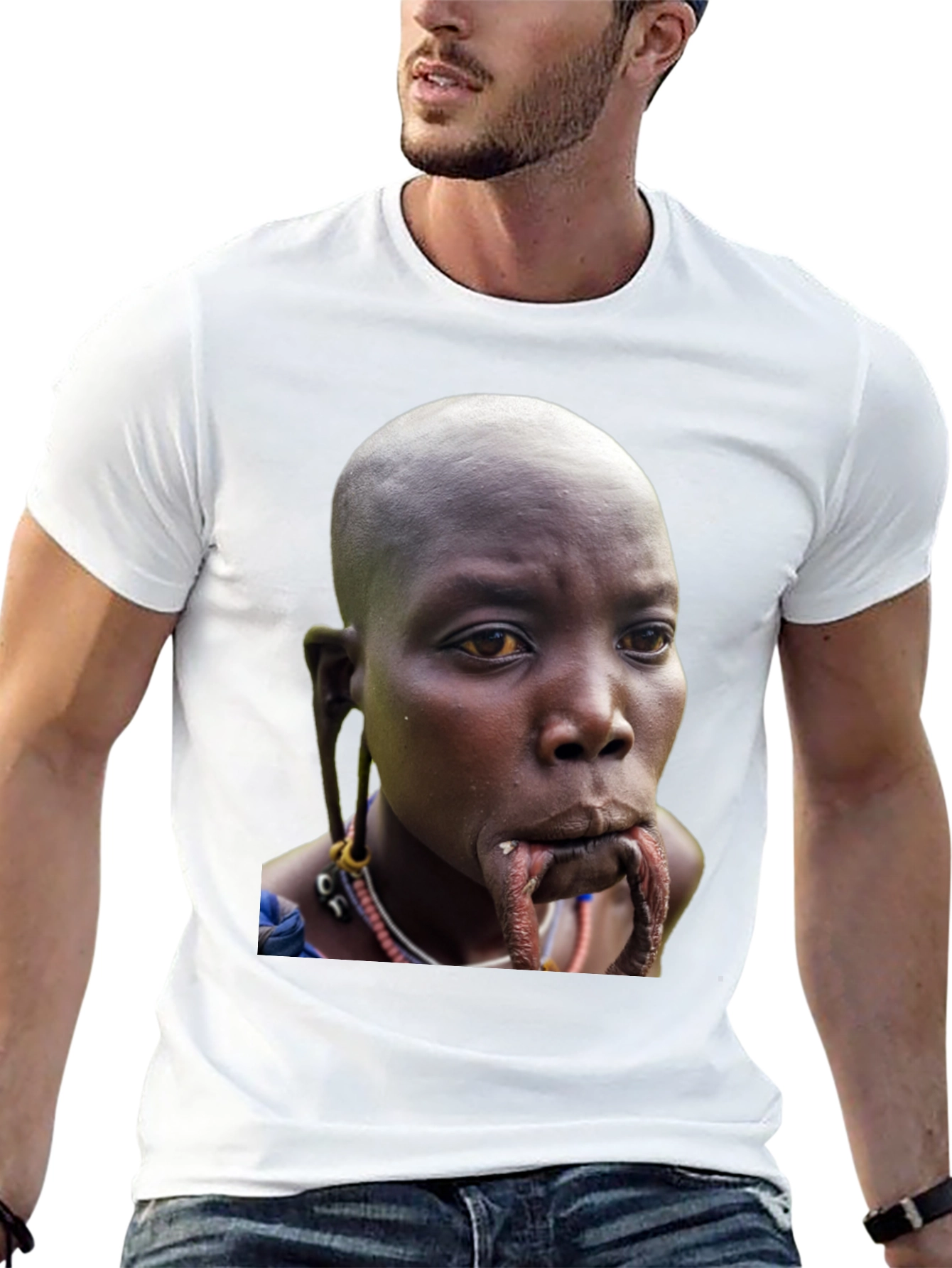 Unique Lip Plate Woman Graphic T-Shirt