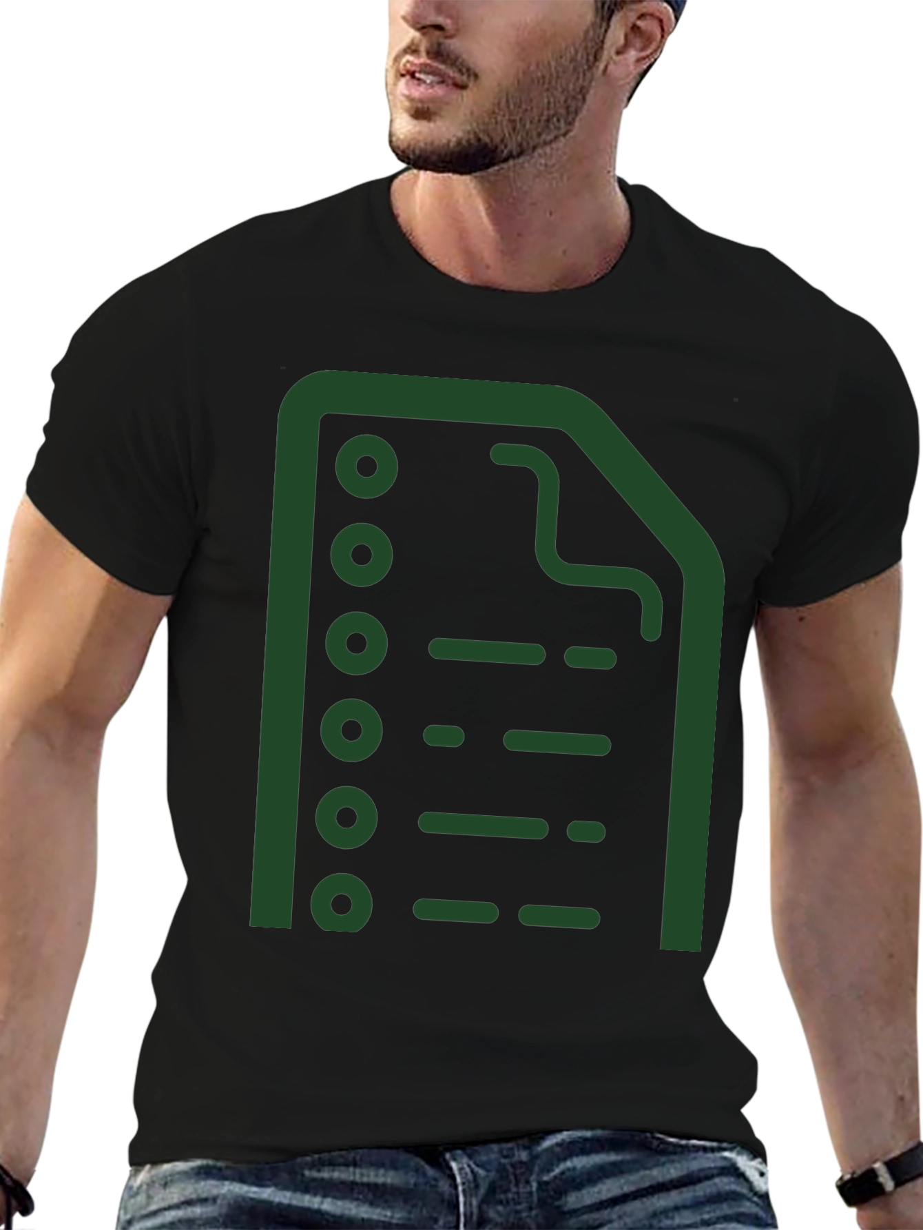 Abstract Green File Icon Black T-Shirt