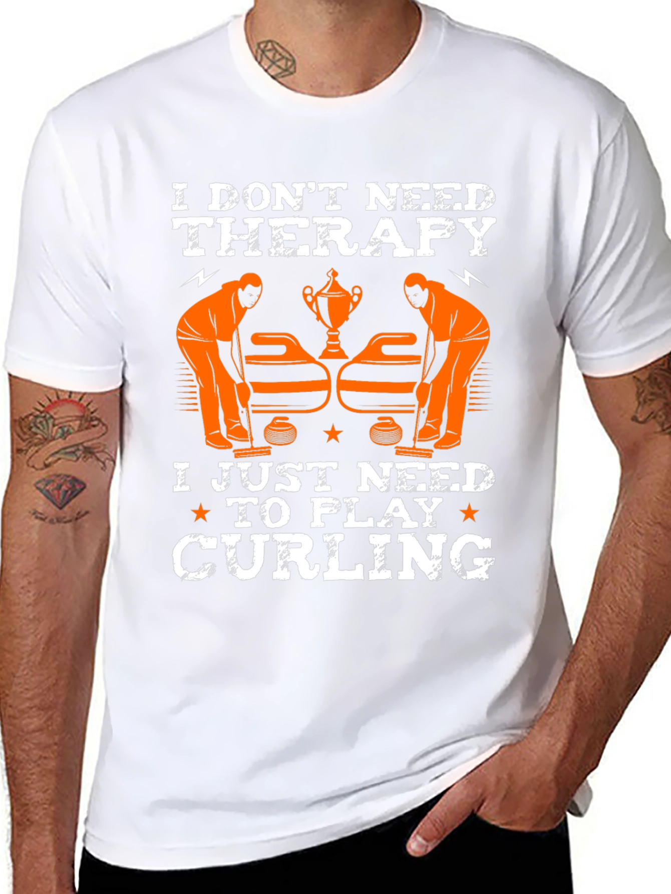 Funny Curling T-Shirt - I Dont Need Therapy