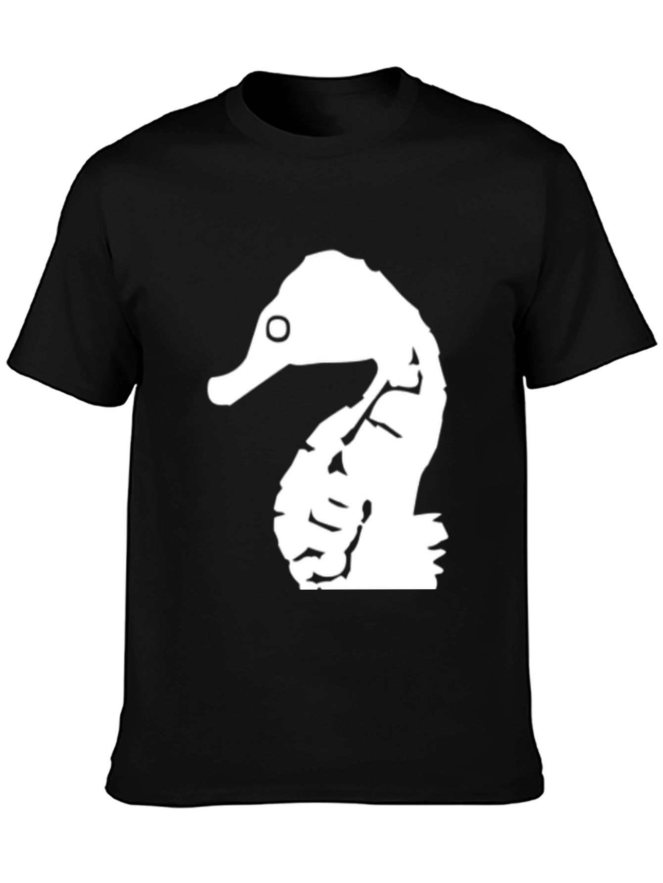Unique Seahorse Graphic Print Black T-Shirt