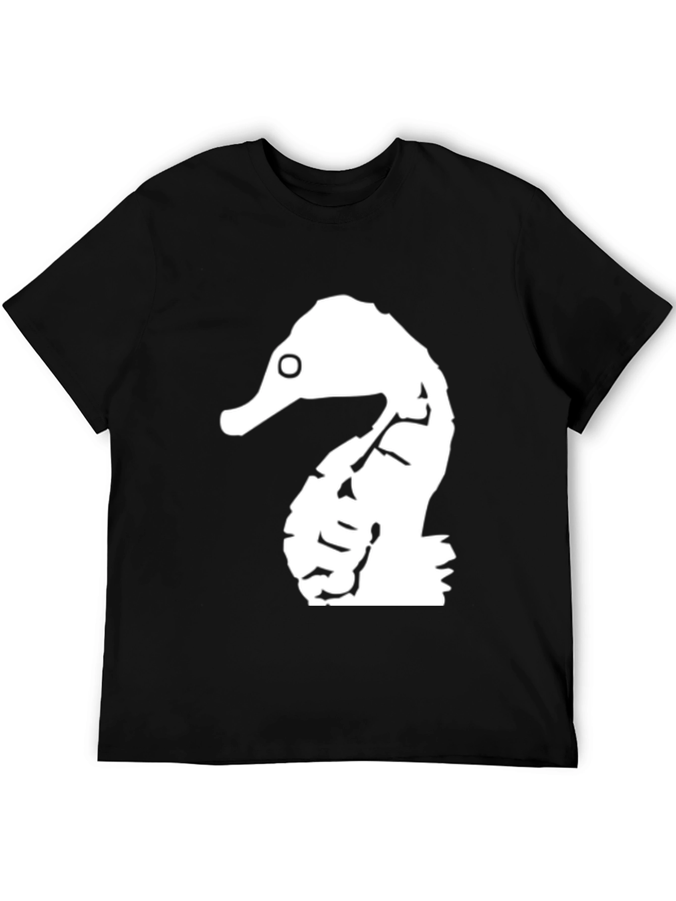 Unique Seahorse Graphic Print Black T-Shirt