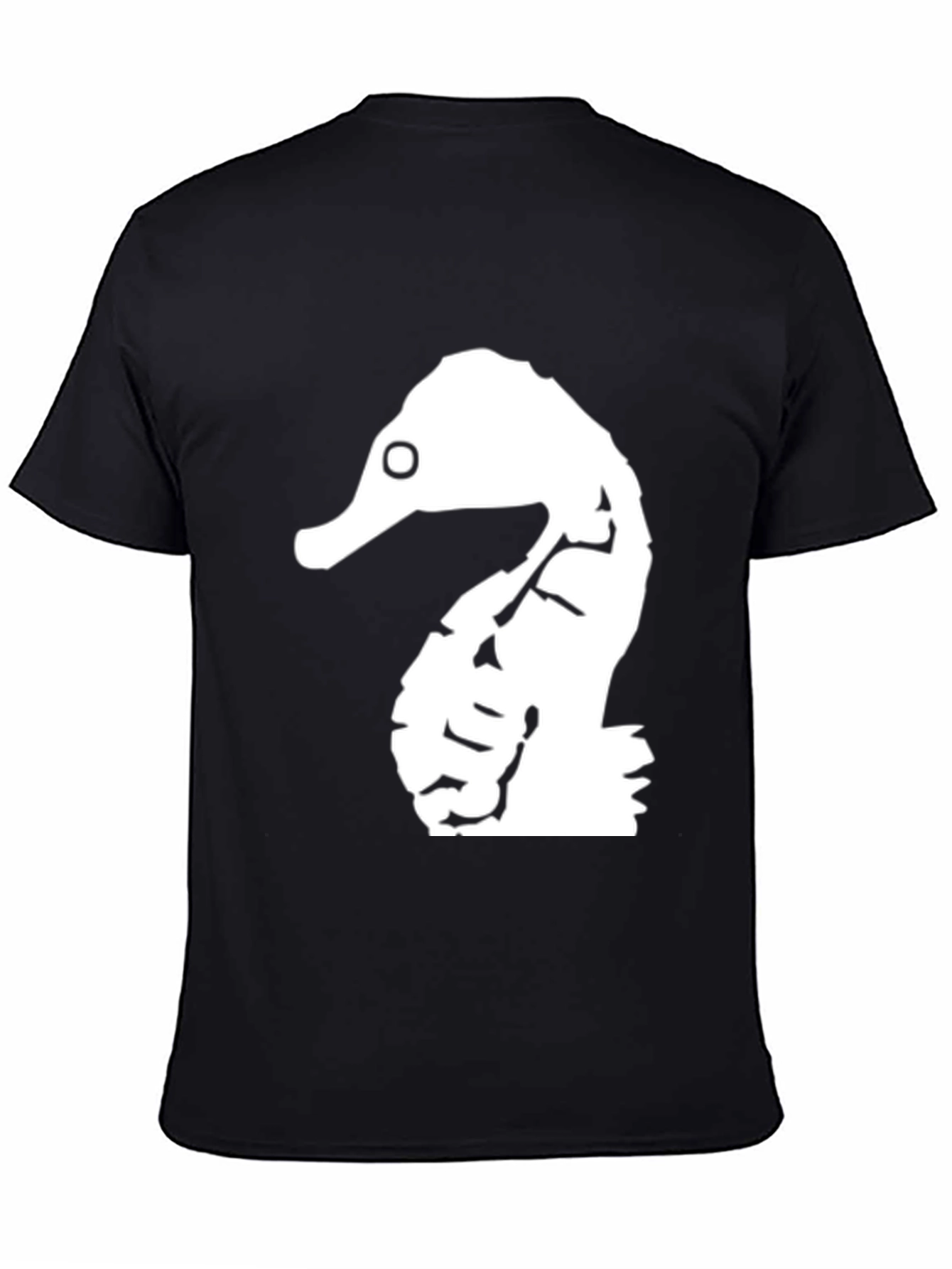 Unique Seahorse Graphic Print Black T-Shirt