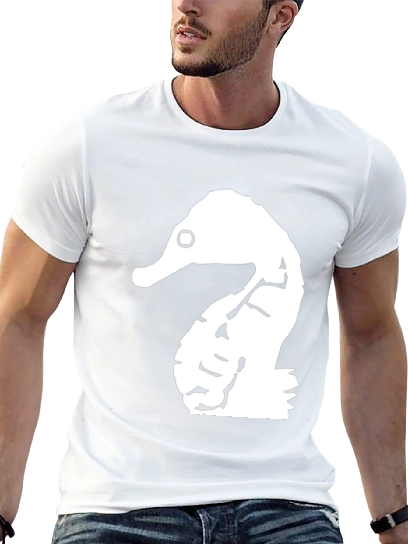 Unique Seahorse Graphic Print Black T-Shirt