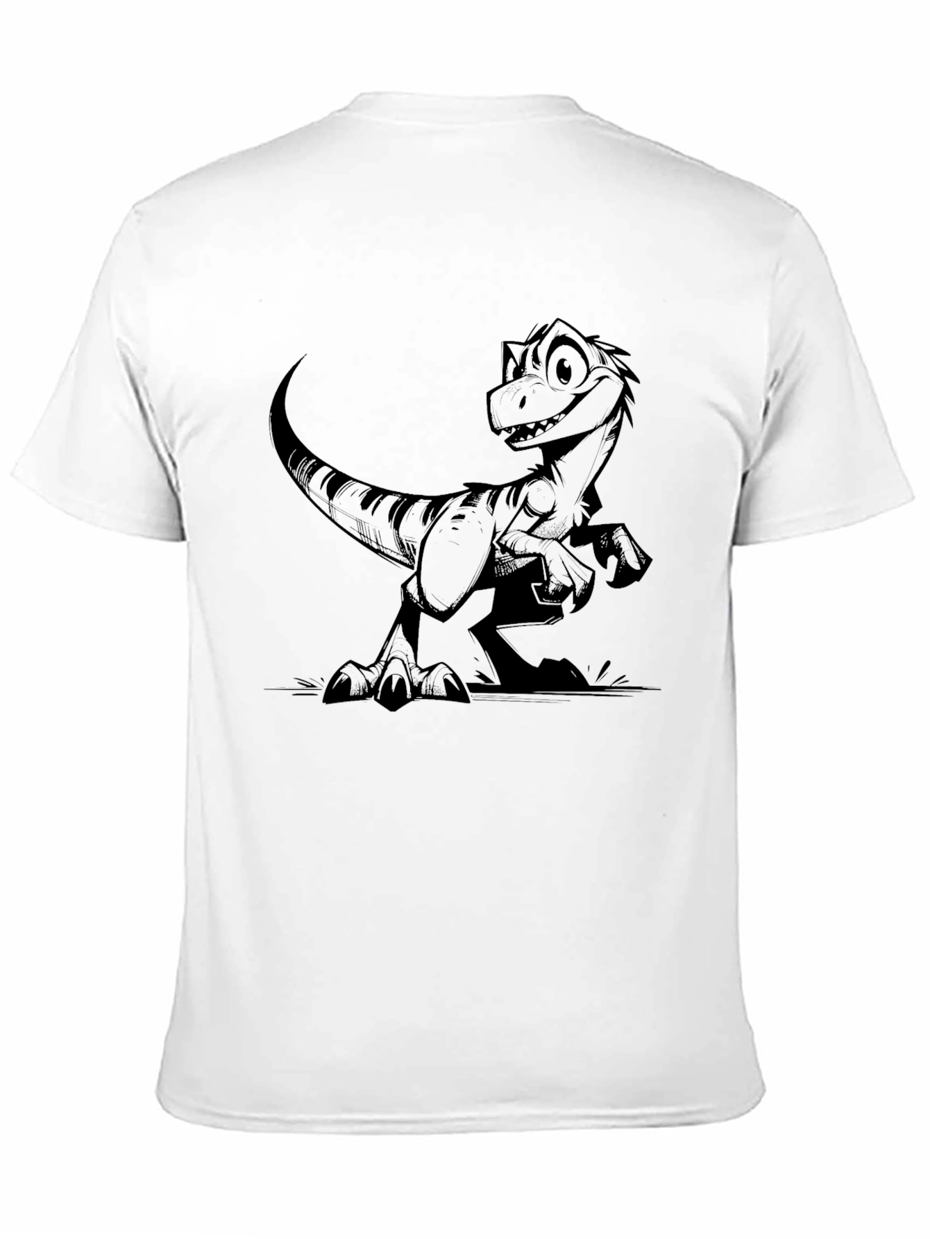 Cartoon Raptor Black T-Shirt