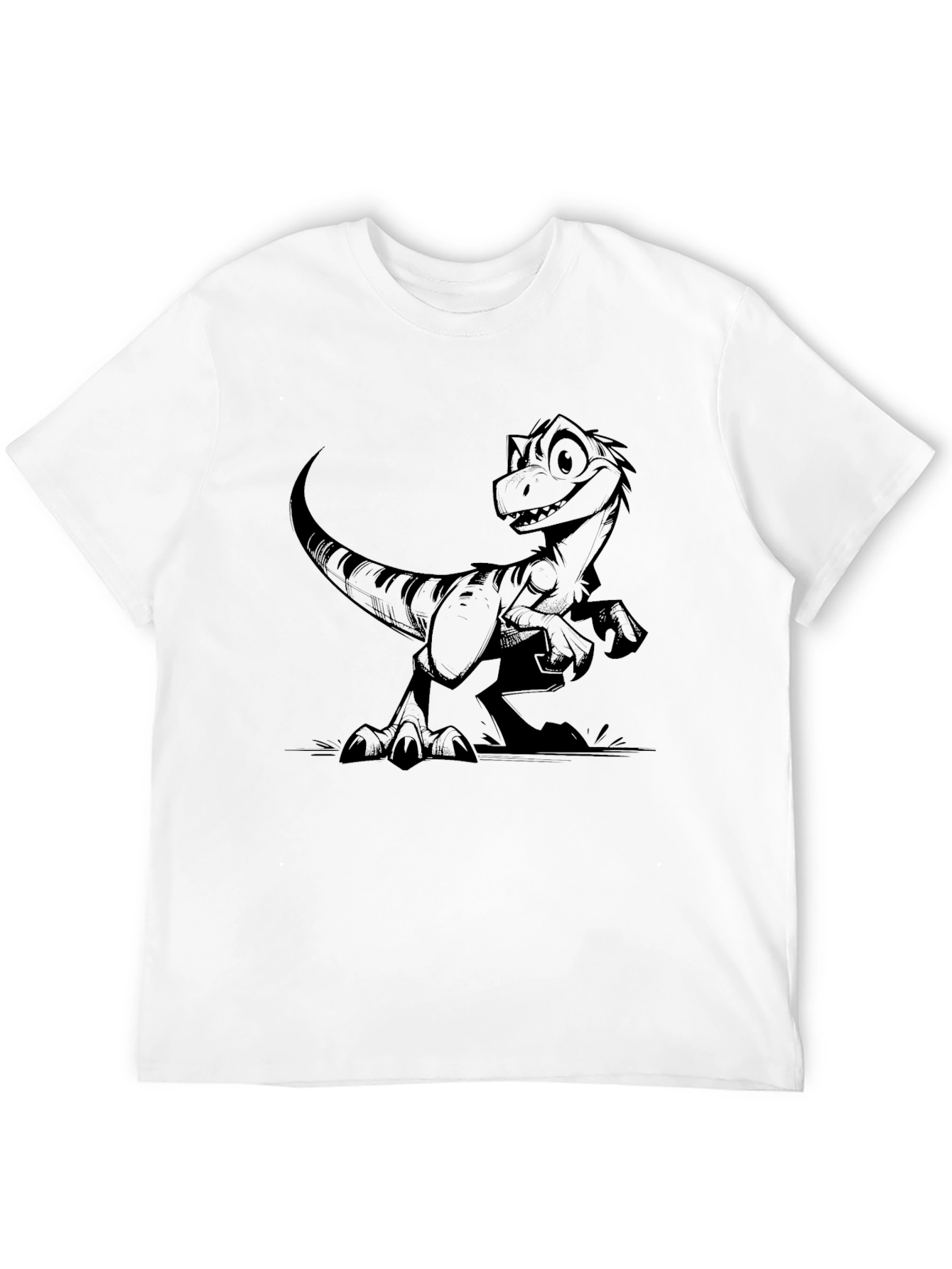 Cartoon Raptor Black T-Shirt