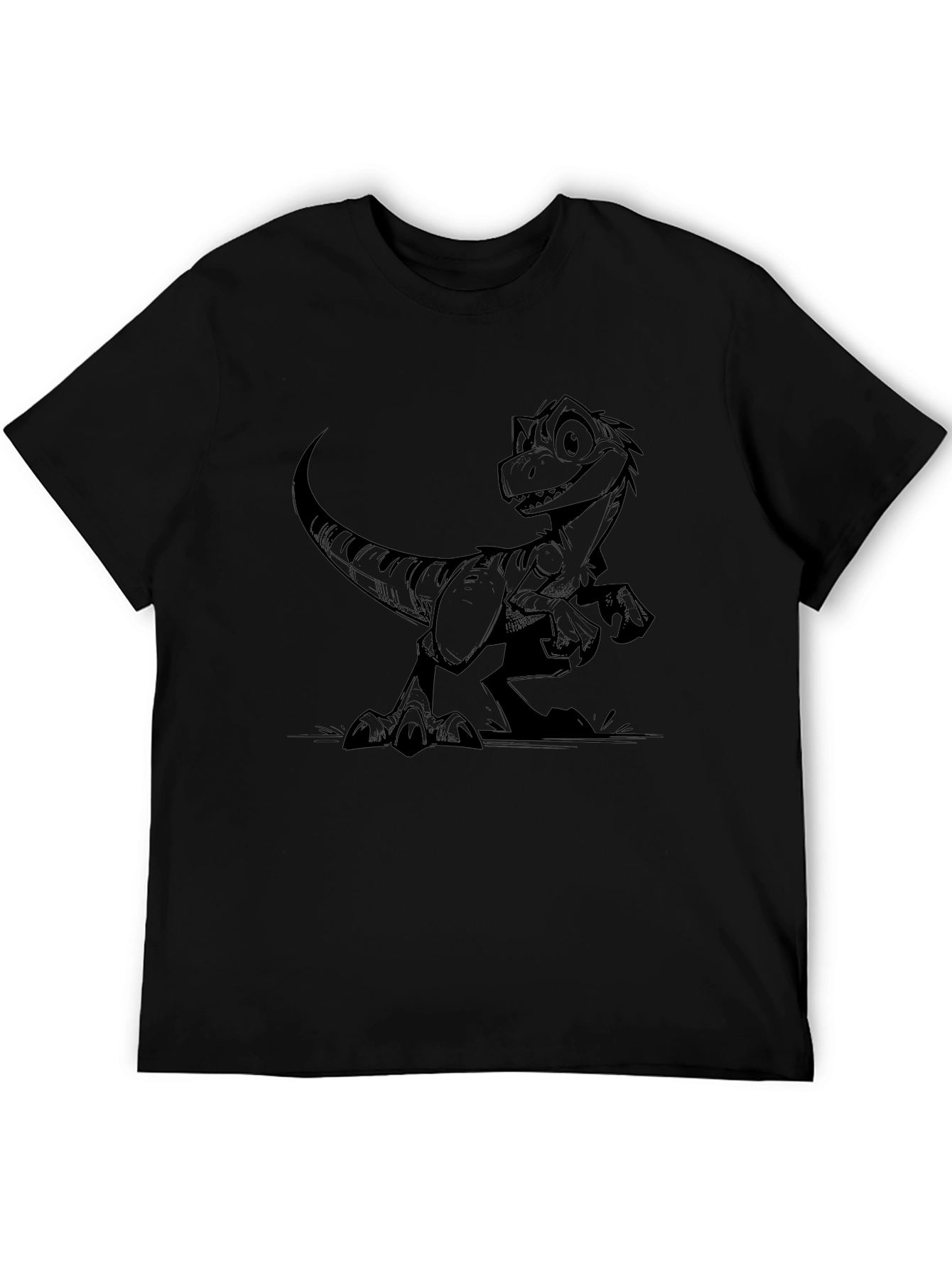 Cartoon Raptor Black T-Shirt