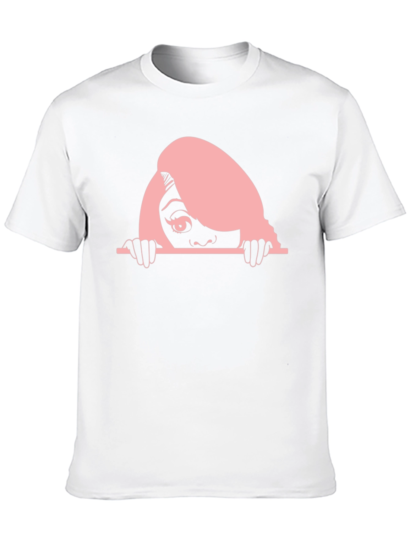Peeking Woman Graphic Tee - Black Cotton T-Shirt