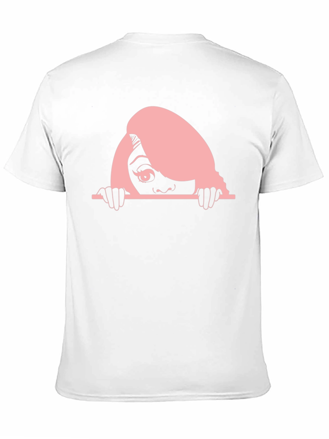 Peeking Woman Graphic Tee - Black Cotton T-Shirt