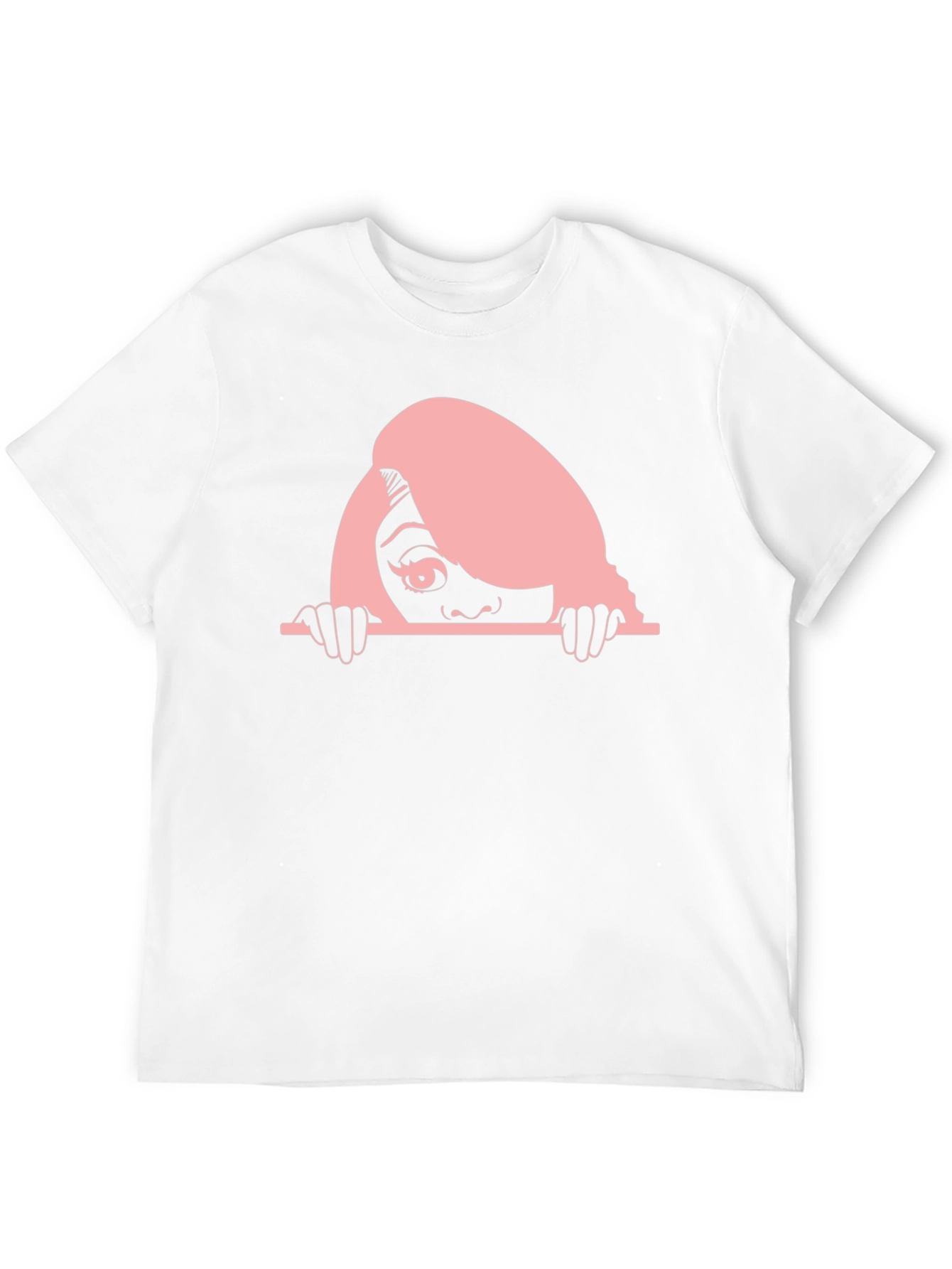 Peeking Woman Graphic Tee - Black Cotton T-Shirt