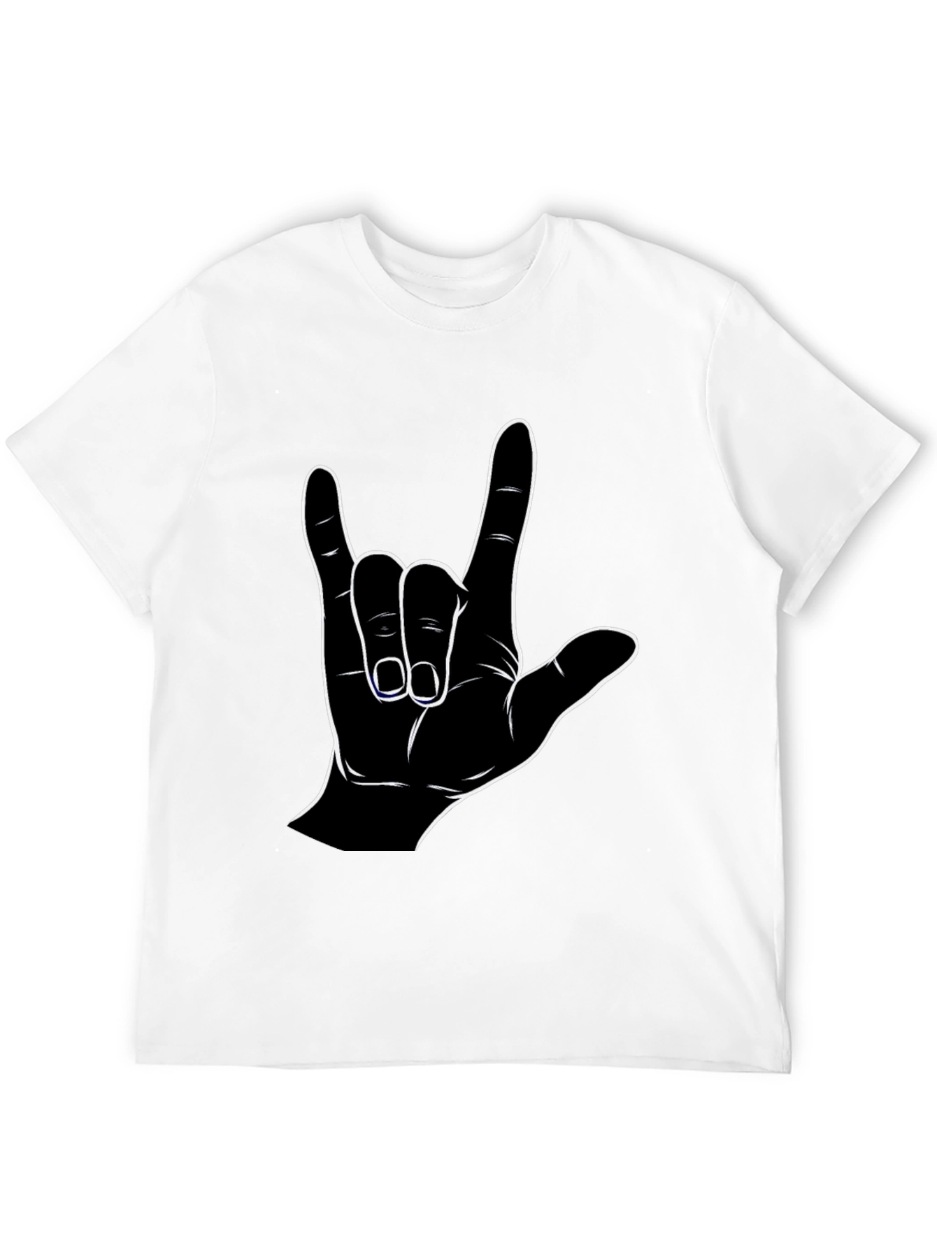 Black T-Shirt with I Love You Hand Sign