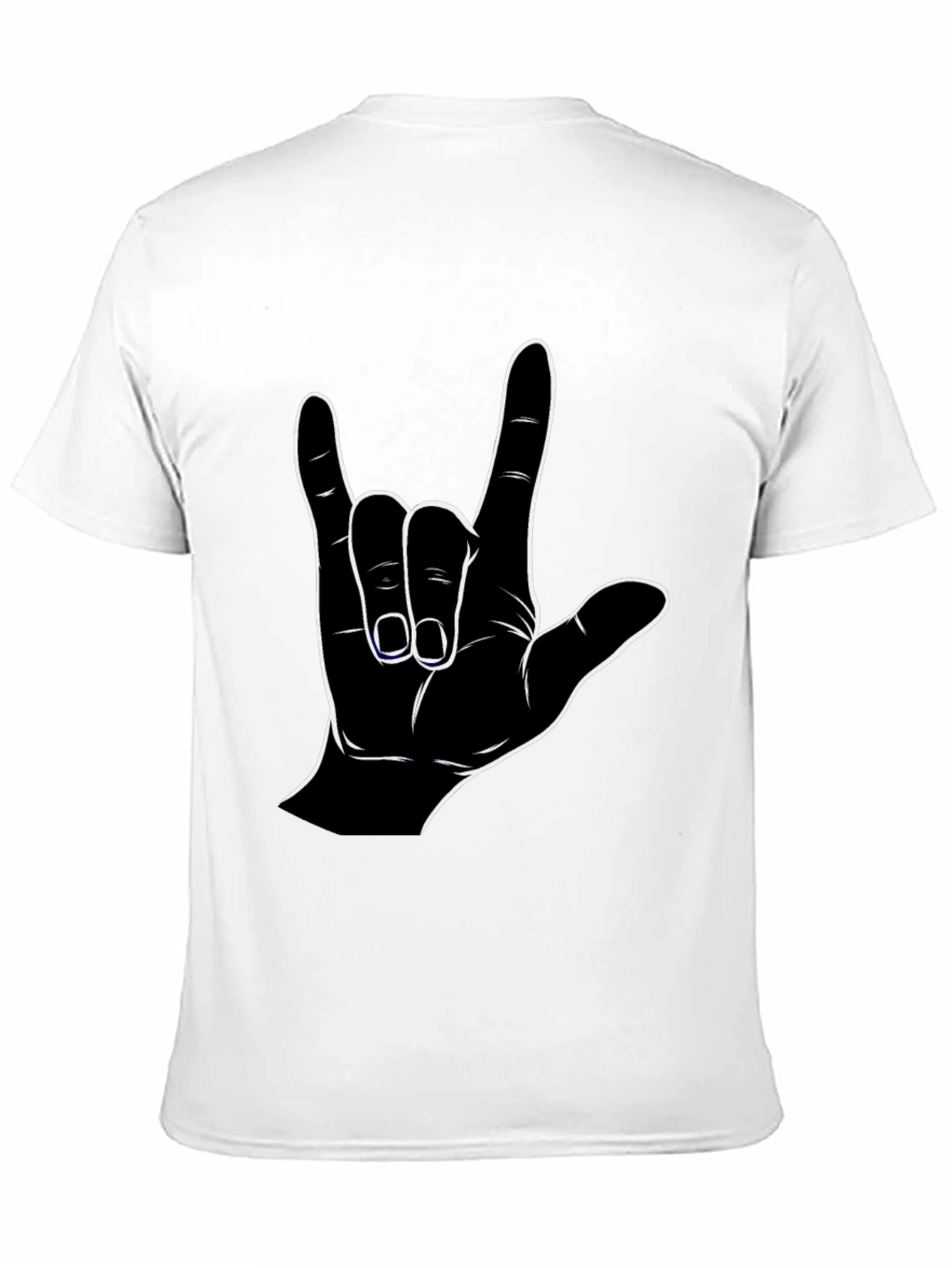 Black T-Shirt with I Love You Hand Sign