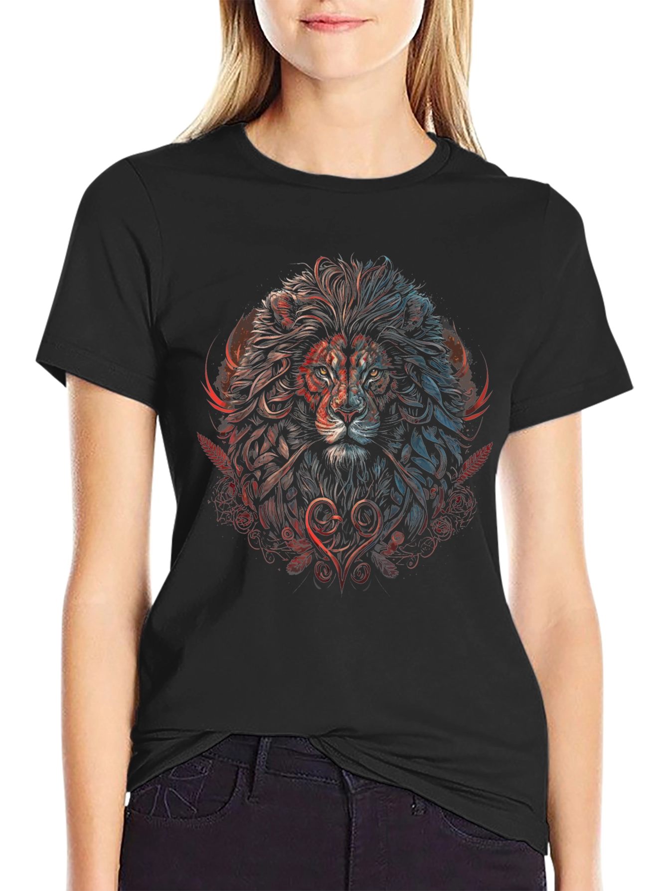 Lion Heart Graphic Tee - Artistic Design
