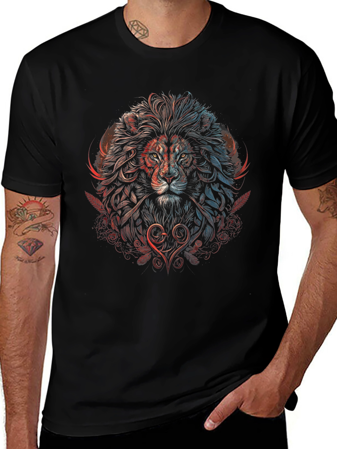 Lion Heart Graphic Tee - Artistic Design