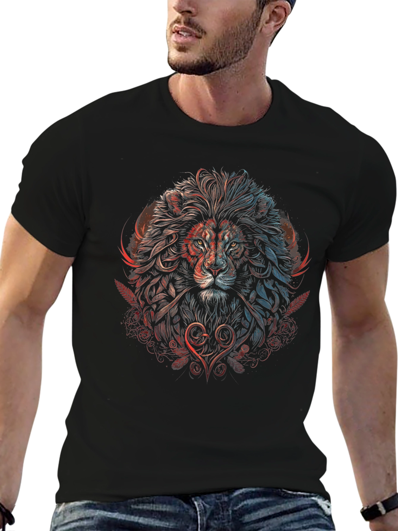 Lion Heart Graphic Tee - Artistic Design