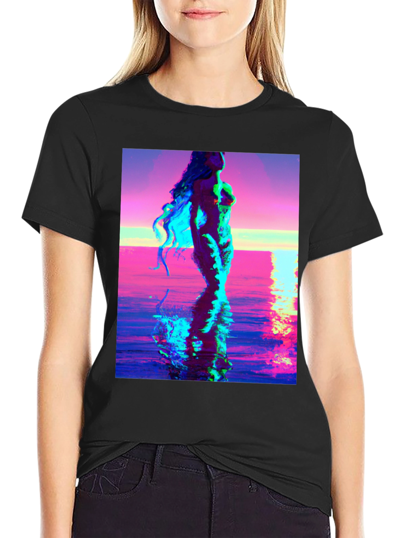 Venus Rising Graphic Tee - Black Cotton T-Shirt