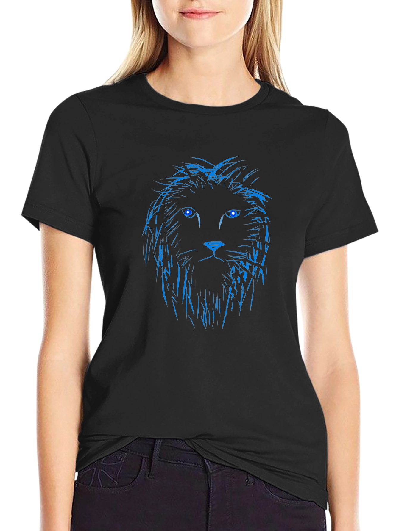 Blue Lion Graphic Black T-Shirt