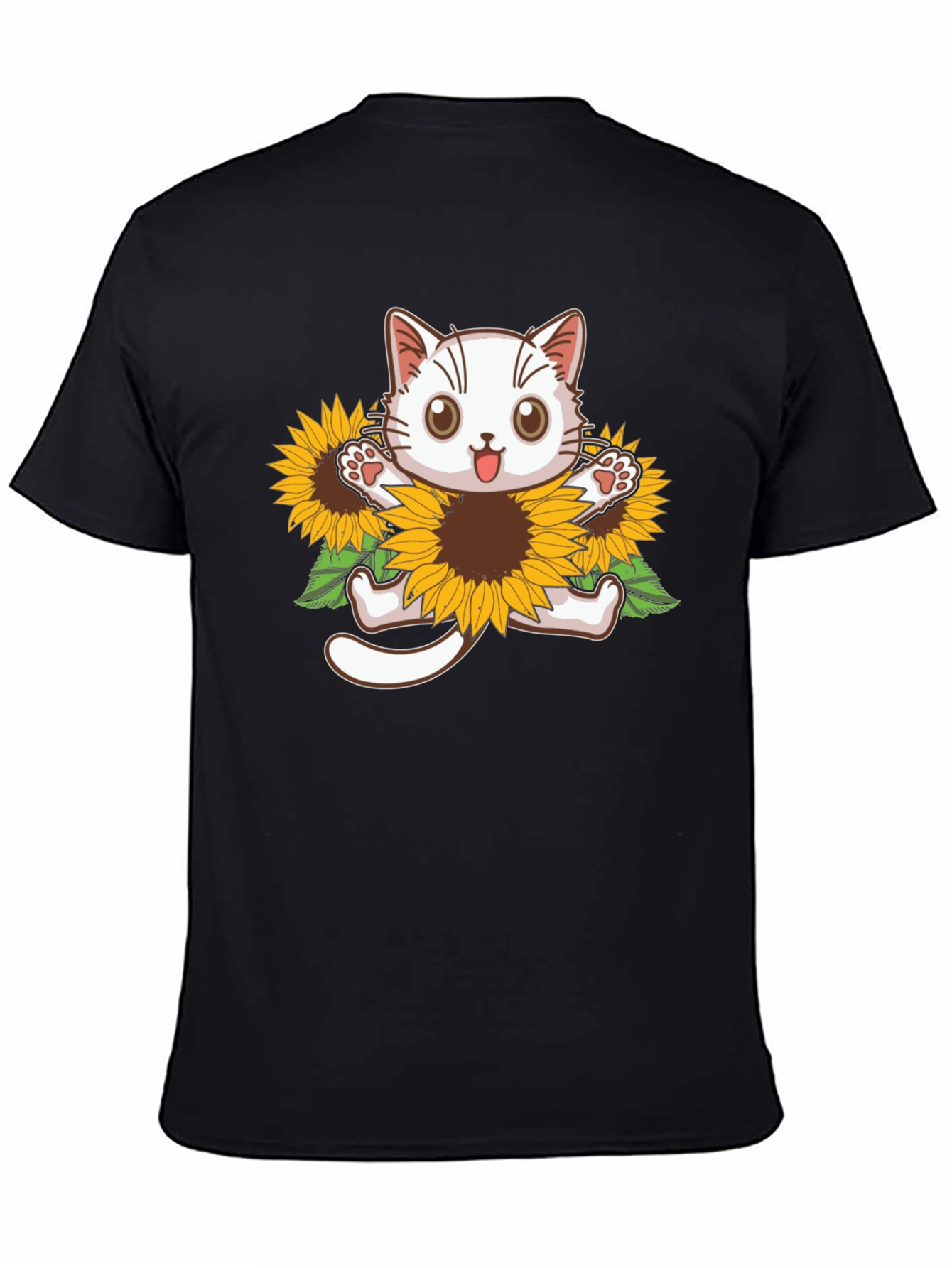Cute Cat Sunflower Graphic Tee