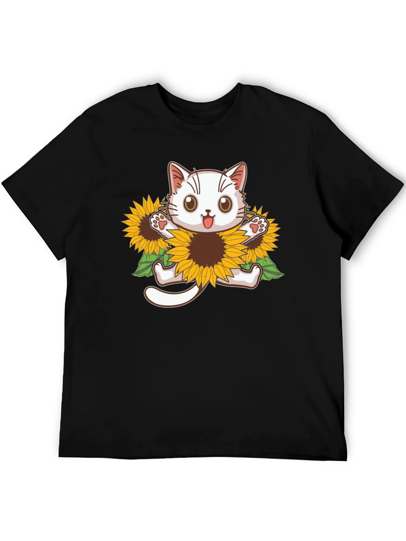 Cute Cat Sunflower Graphic Tee