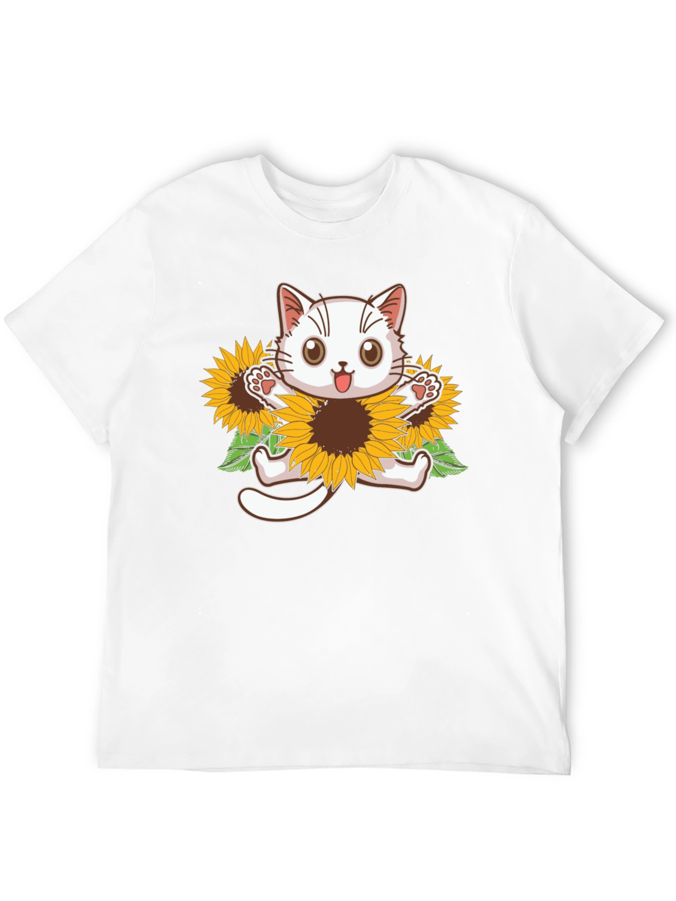Cute Cat Sunflower Graphic Tee