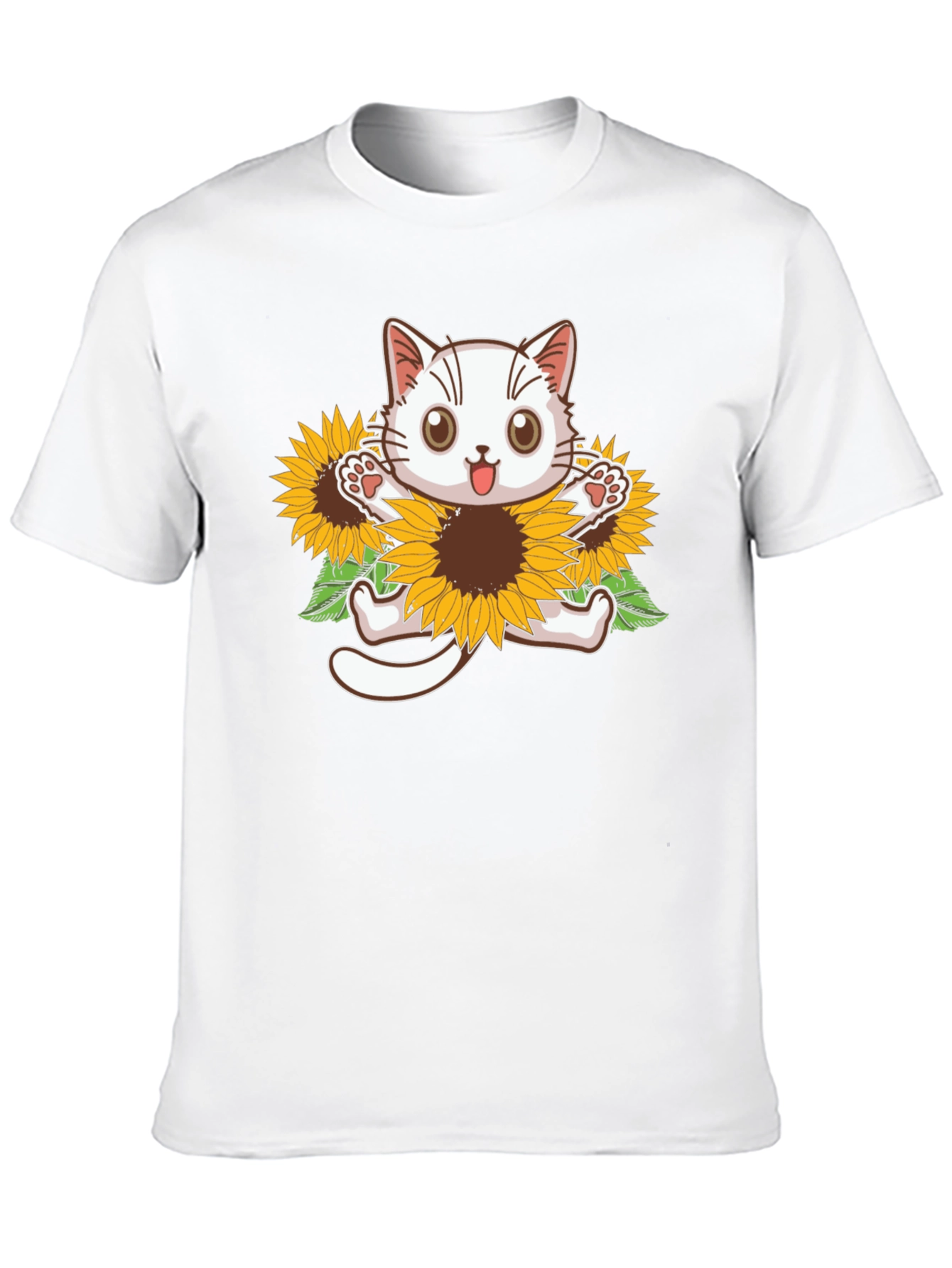 Cute Cat Sunflower Graphic Tee