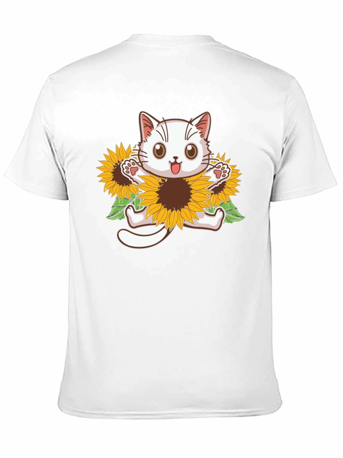 Cute Cat Sunflower Graphic Tee