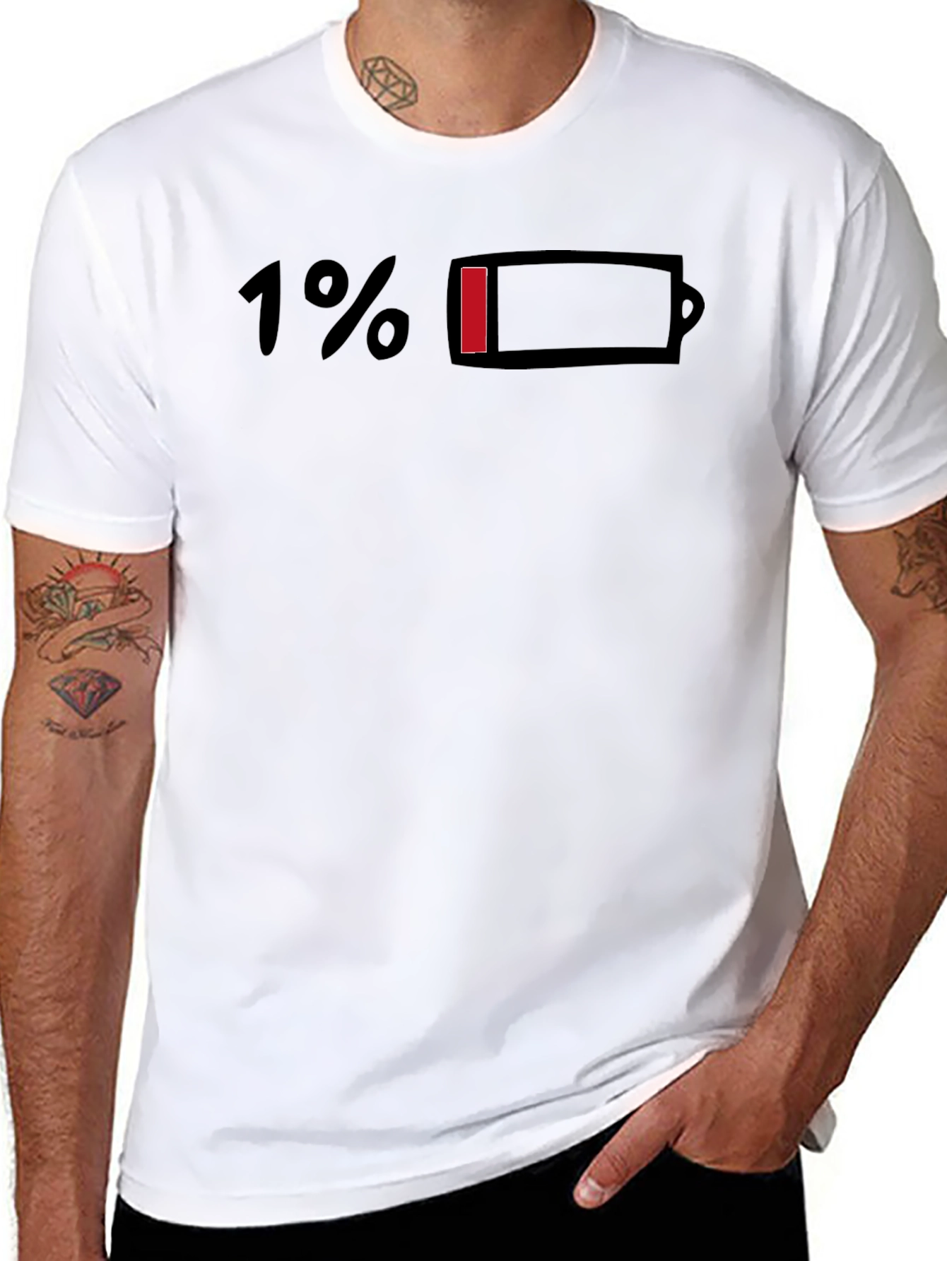 1% Battery Life T-Shirt - Humorous Graphic Tee