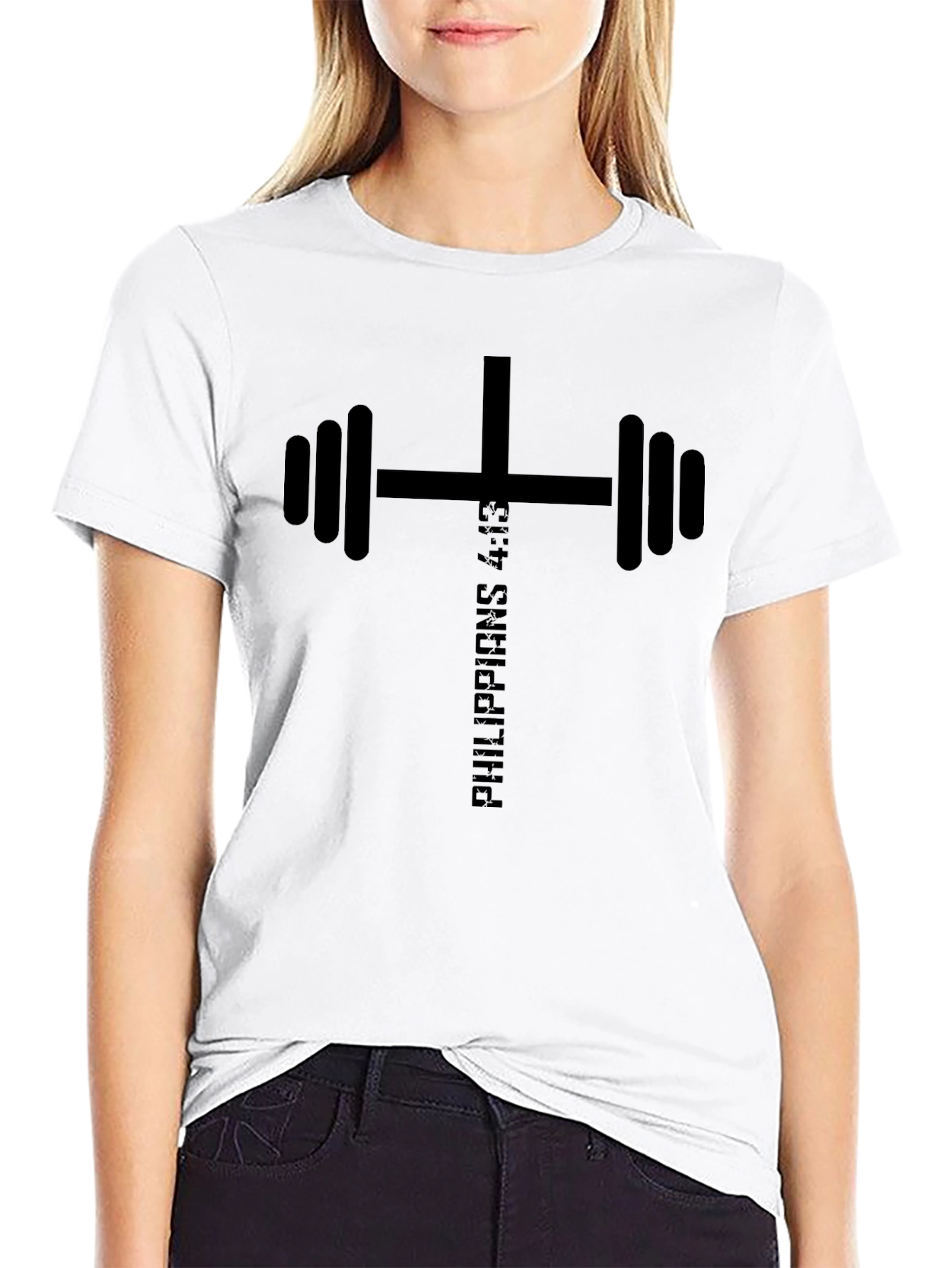 Philippians 4:13 Cross Barbell T-Shirt