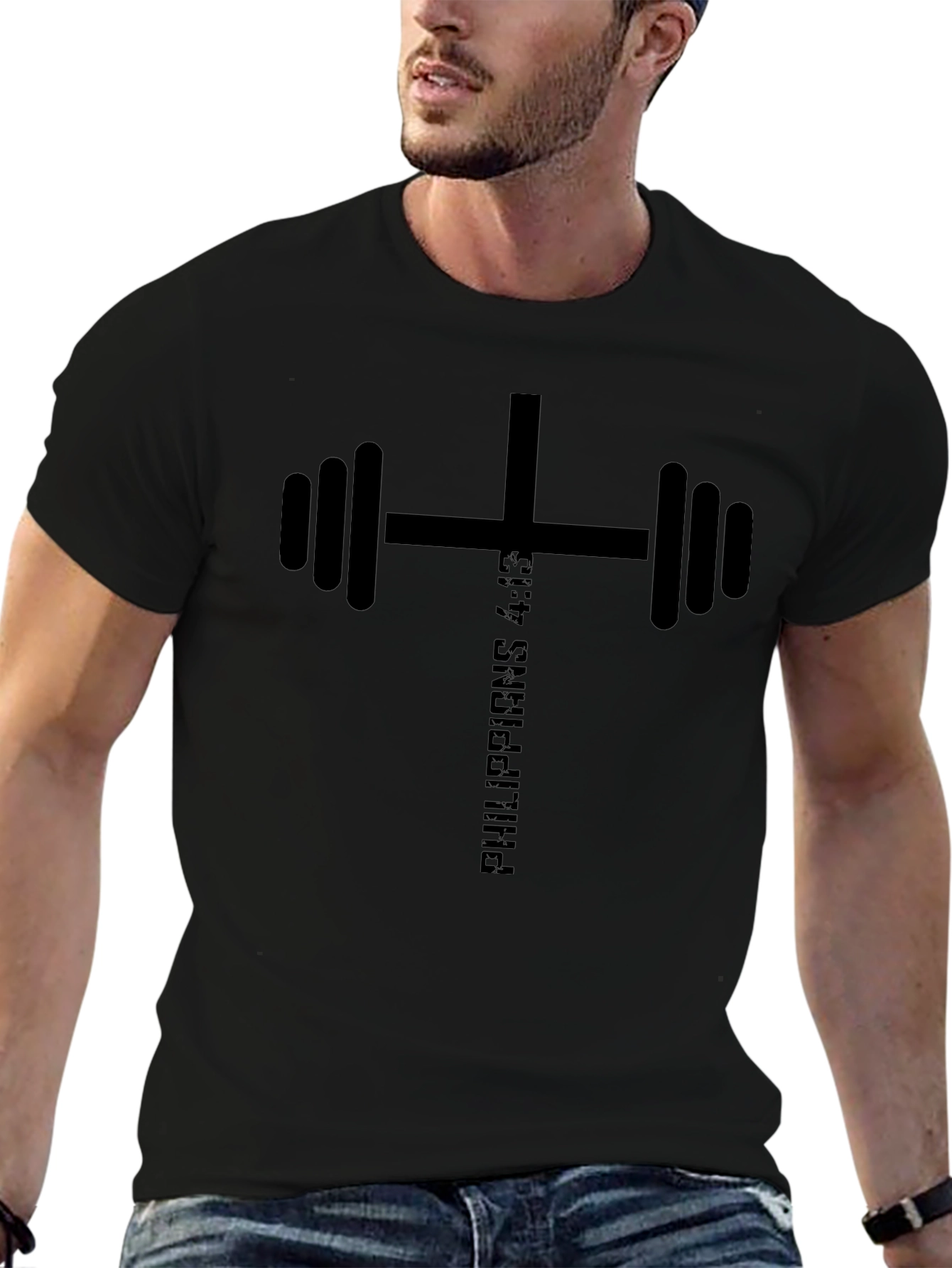 Philippians 4:13 Cross Barbell T-Shirt