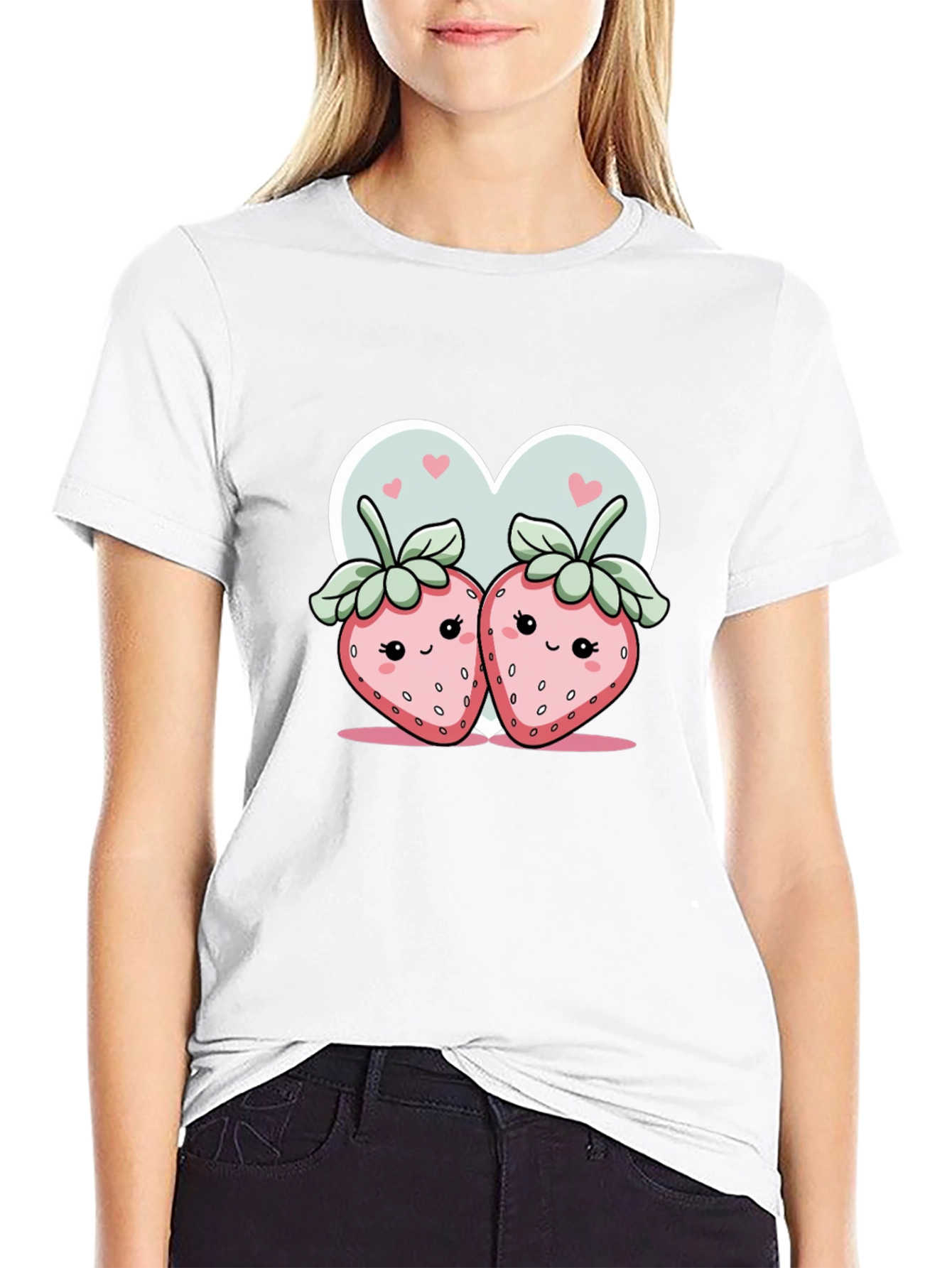 Cute Strawberry Couple Graphic Tee