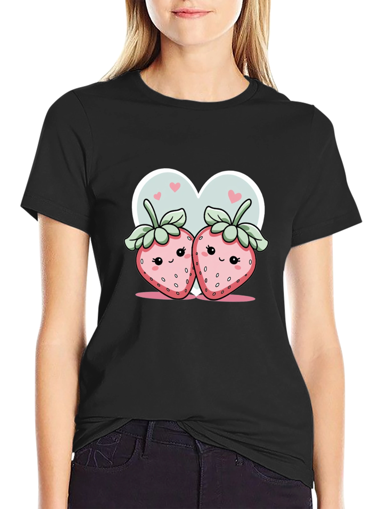 Cute Strawberry Couple Graphic Tee