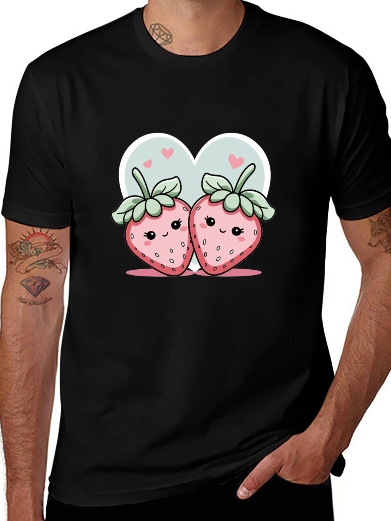 Cute Strawberry Couple Graphic Tee