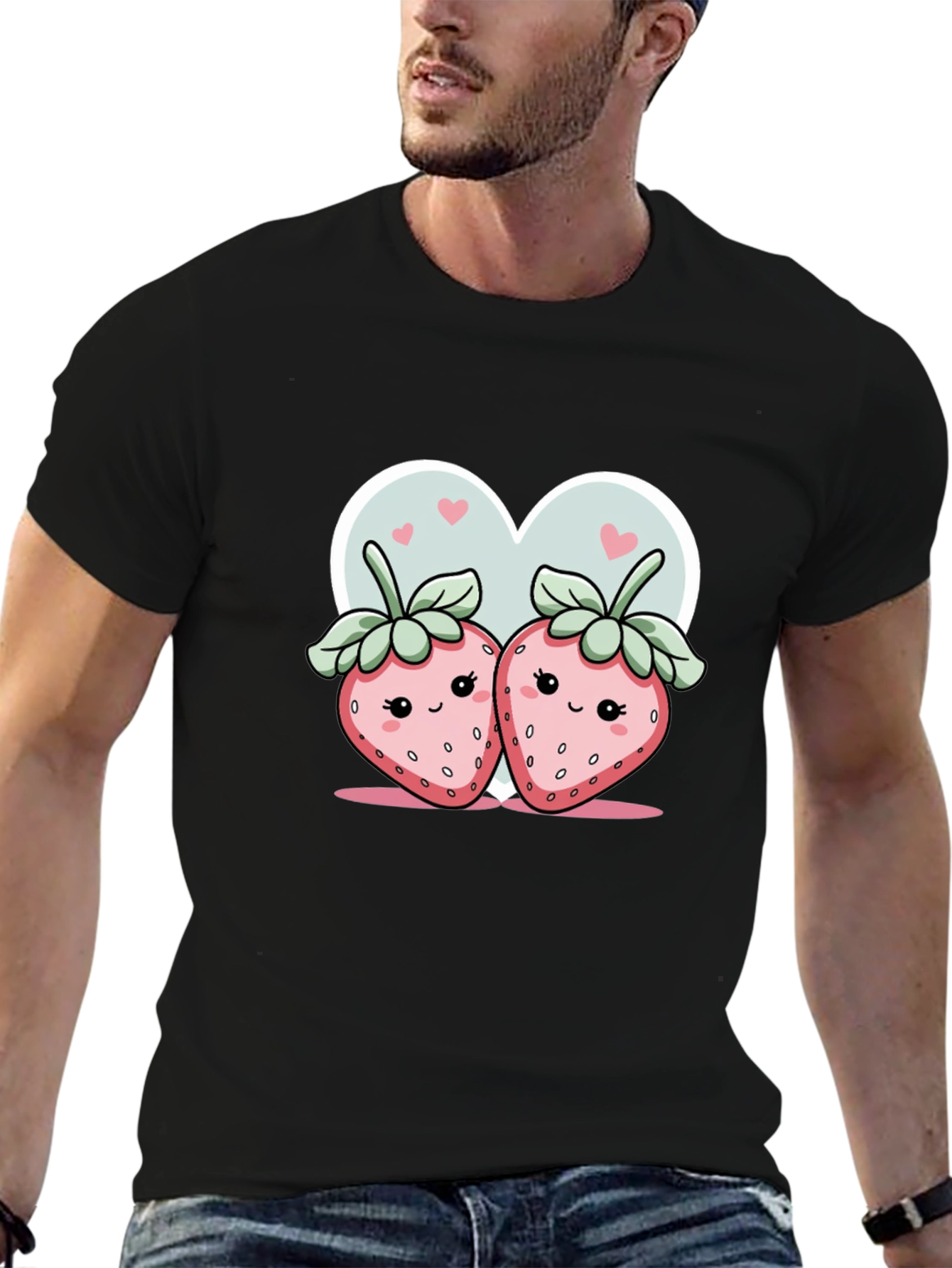 Cute Strawberry Couple Graphic Tee