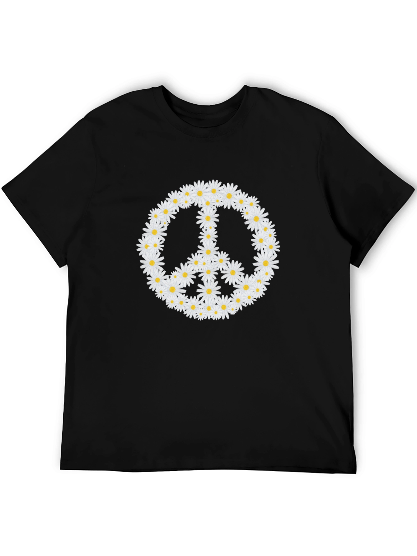 Daisy Peace Sign Black T-Shirt