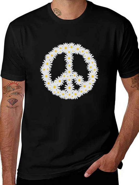Daisy Peace Sign Black T-Shirt