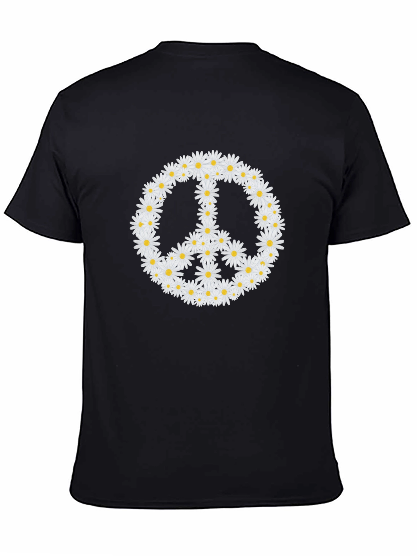 Daisy Peace Sign Black T-Shirt