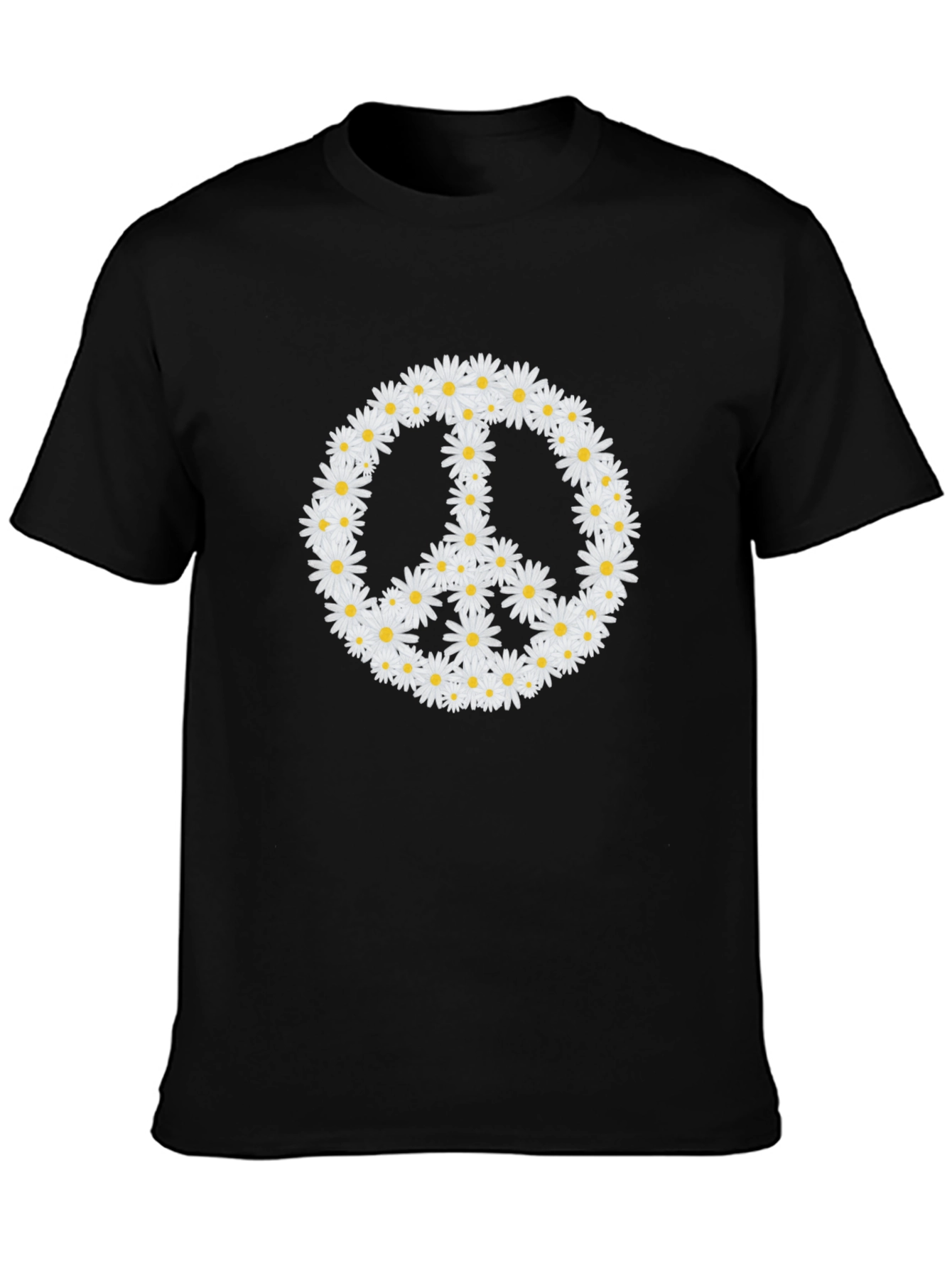 Daisy Peace Sign Black T-Shirt